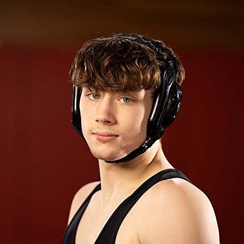 Matman Matman Wrestling Headgear Adult Men Women Ear Guard BJJ Triforce Grappling Head Guard (Black)
