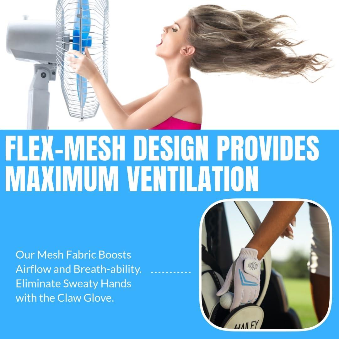 CaddyDaddy CaddyDaddy Claw Golf Gloves for Women | Flex-Mesh Design for Cool Ventilation | Lasts 3-5 Times Longer Than Leather | Silicone-Web Coating for Maximum Grip | Machine-Washable | White | RH-Large
