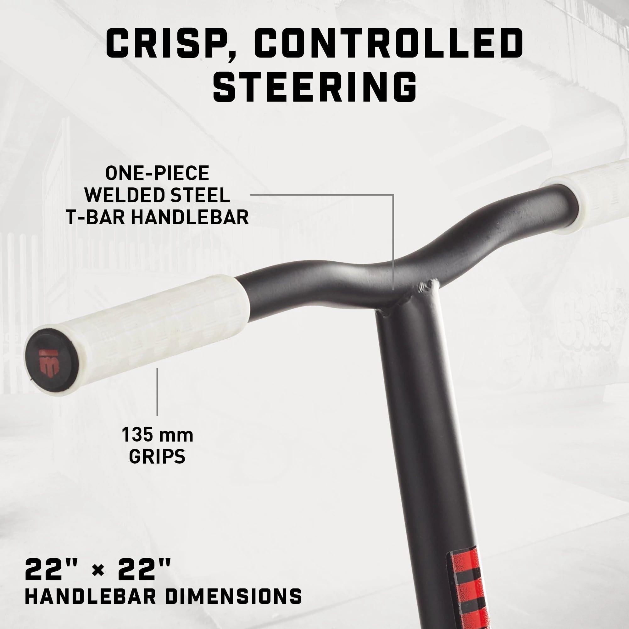 Mongoose Mongoose Rise 100 Freestyle Stunt Trick Scooter, Lightweight Alloy Deck & Heavy-Duty Frame Up to 220 lbs., Bike-Style Grip, High Impact 100mm Wheels, White/Red