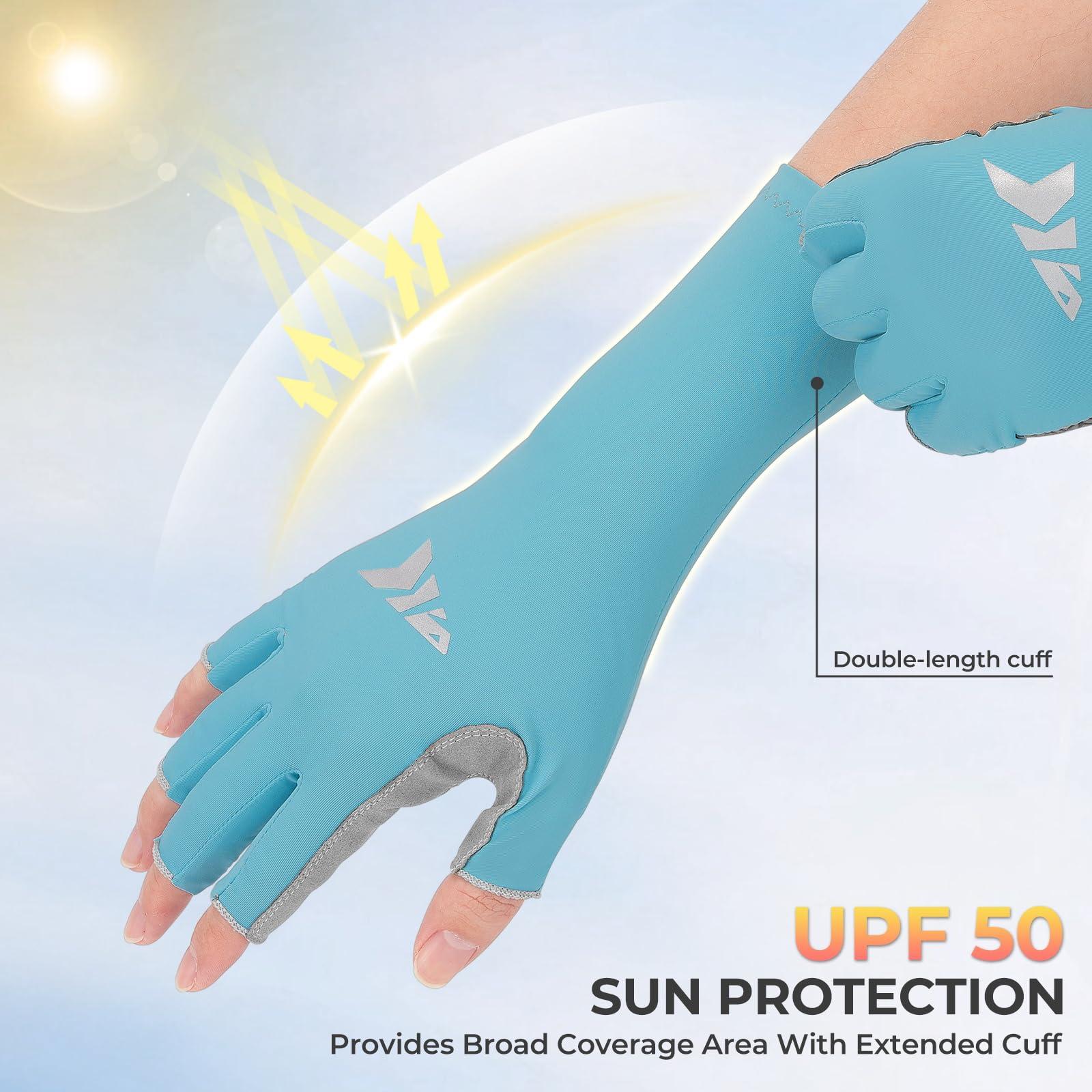 KastKing KastKing Sol Armis Pro Fishing Gloves, UPF 50 Sun Protection 3/4 Fingerless Gloves Quick-Dry, Extended Cuff UV Protection Gloves for Outdoor, Kayaking, Rowing, Paddling, Canoeing, Hunting