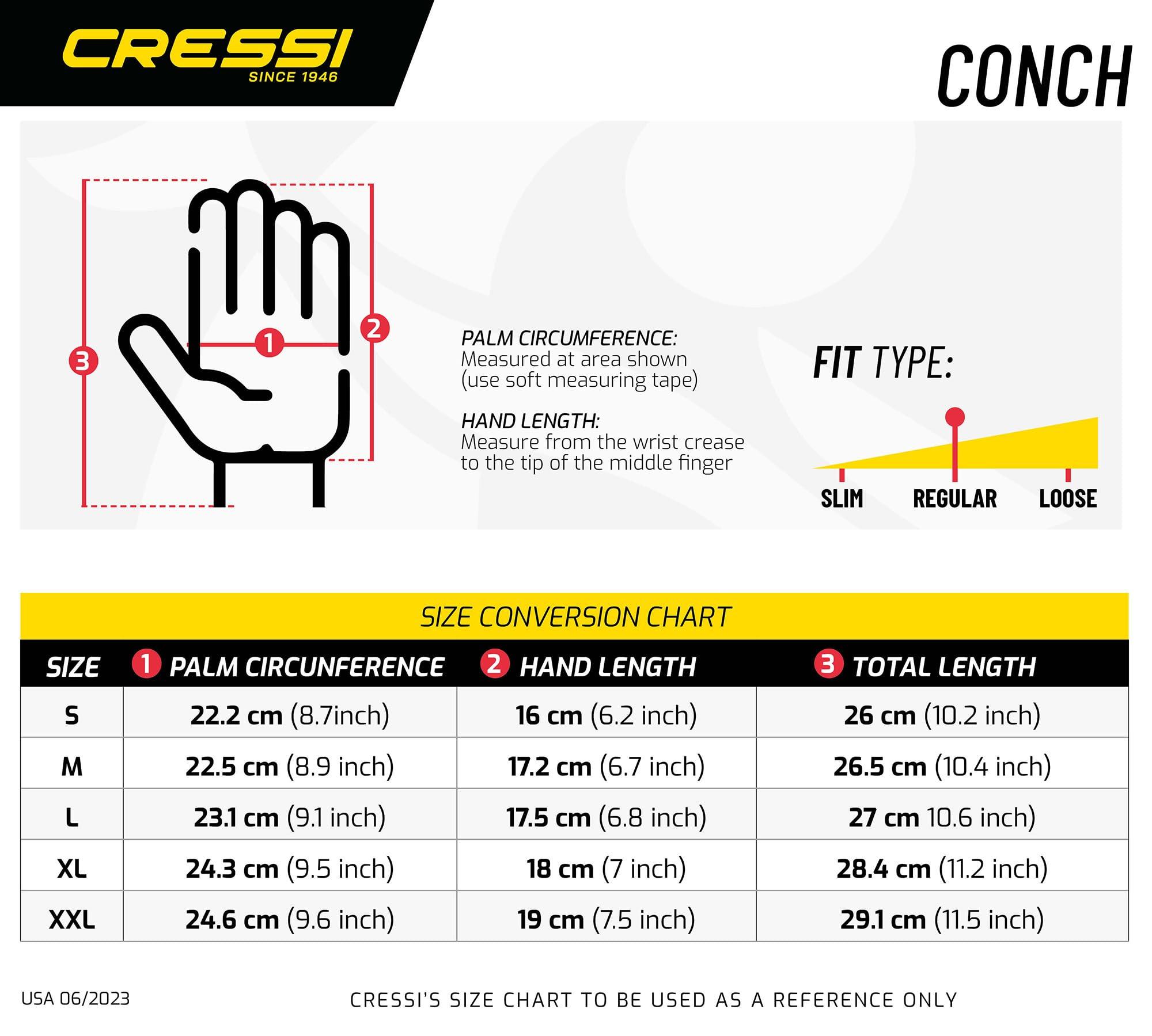 Cressi Cressi Conch Dyfiber Gloves, Blue, M