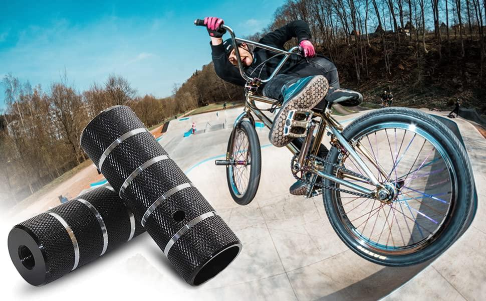WADEKING WHW WADEKING WHW Bike Pegs 4.3\" Length,Suitable for 14mm Axles, Freestyle BMX Bicycles,Durable and Stylish Non-Slip (Black 1)