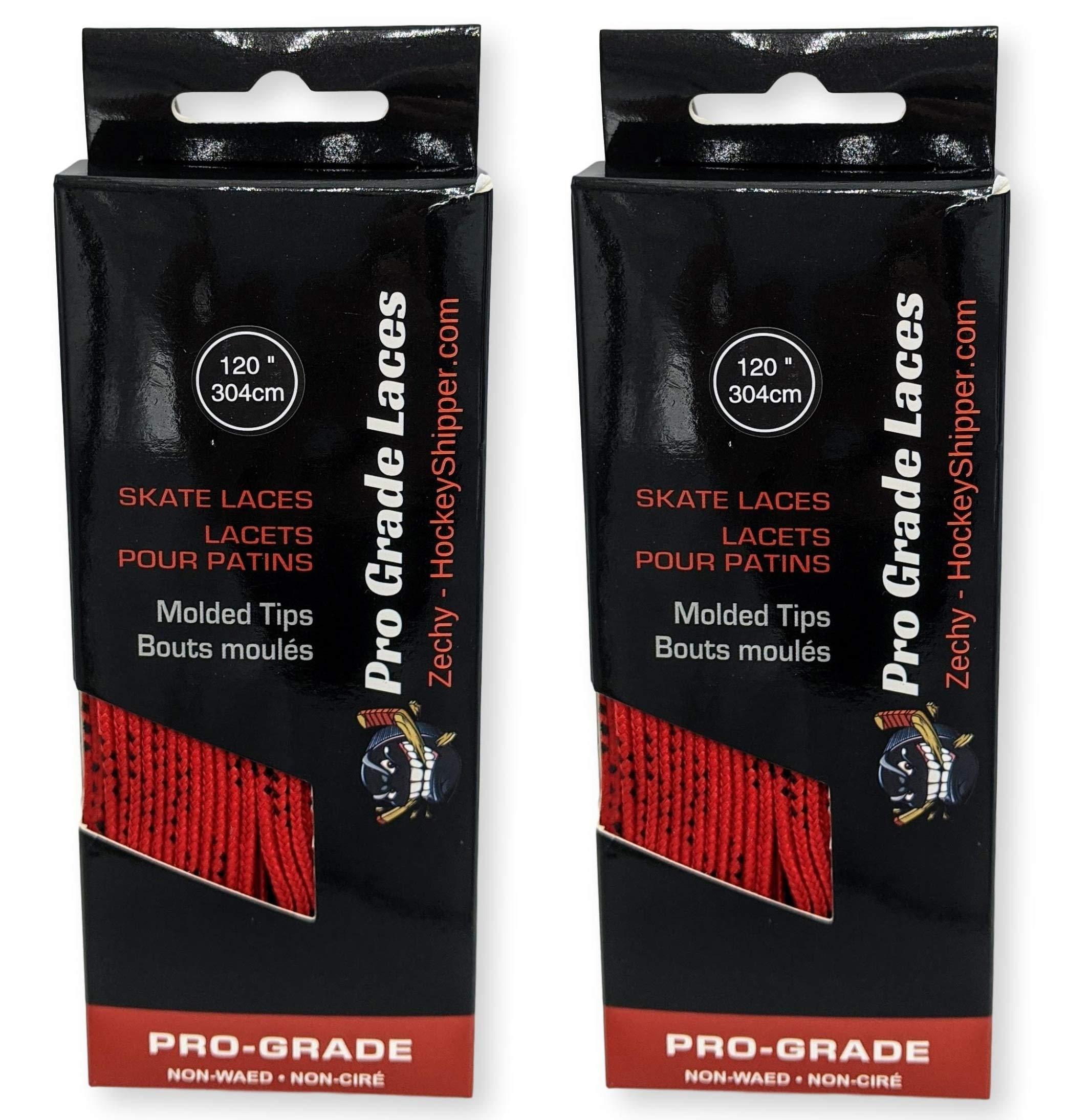 zechy Hockey Laces Non Waxed - Unwaxed Laces Specifically Made for Skates - Two Pairs - Sizes (72, 84, 96, 108, 120, 130) (Red, 96\")