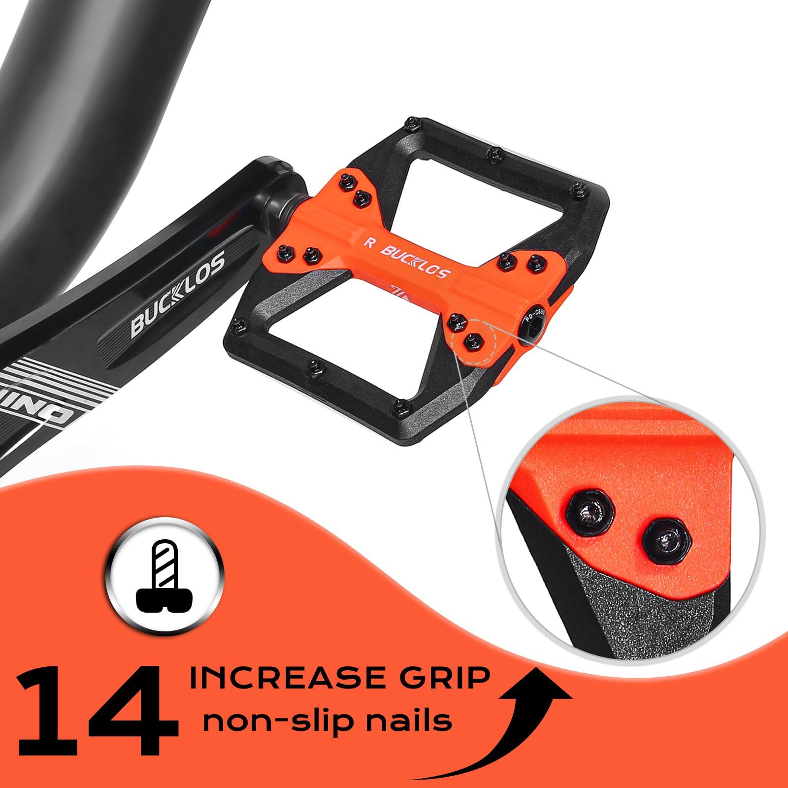 BUCKLOS BUCKLOS Mountain Bike MTB Flat Wide Platform Pedals - Bicycle Large Nylon Road BikeNon-Slip Pedal for Ebike/Gravel/Hybrid/Folding Bike 9/16"