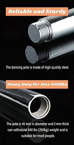 WAHHWF Extensions Dance Pole Ceiling Mount, 7ft/8ft/9ft/10ft/11ft/11.5ft/12ft/12.5ft Spinning Static Dancing Pole for Home Bedroom Apartment Club, Stripper Pole for Plus Size Women, Loads 440lbs (Color : Si