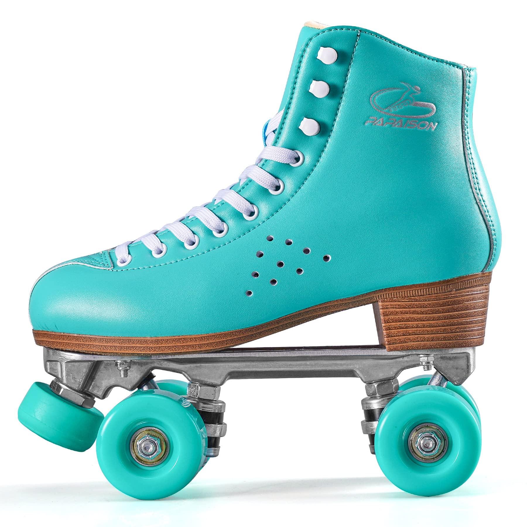 PAPAISON PAPAISON Roller Skates for Women and Men, Deluxe 2 Layer Microfiber Leather Double Row-Classic Roller Skates for Girls, Professional Outdoor Indoor Quad-Skates for Kids & Adults