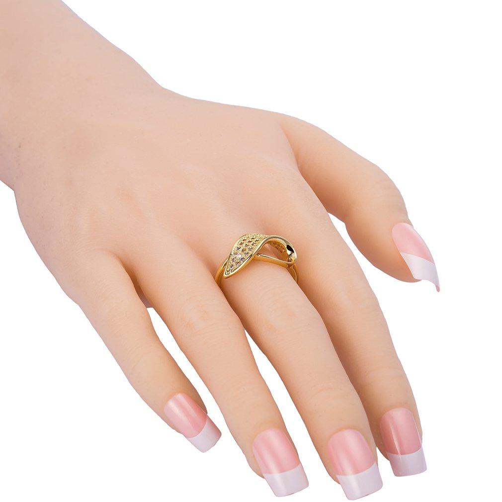 YAZILIND YAZILIND Special Design 18K Gold Plated Ring White Cubic Zirconia Decraion Size 8