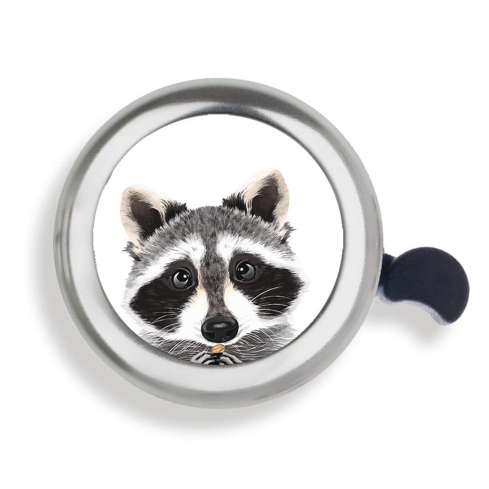 WIRESTER WIRESTER Silver Aluminum Round Bike Bell, Classic Ring Bicycle Bell, Bike Accessories Bell Ring for Adults Kids Girls Boys - Raccoon