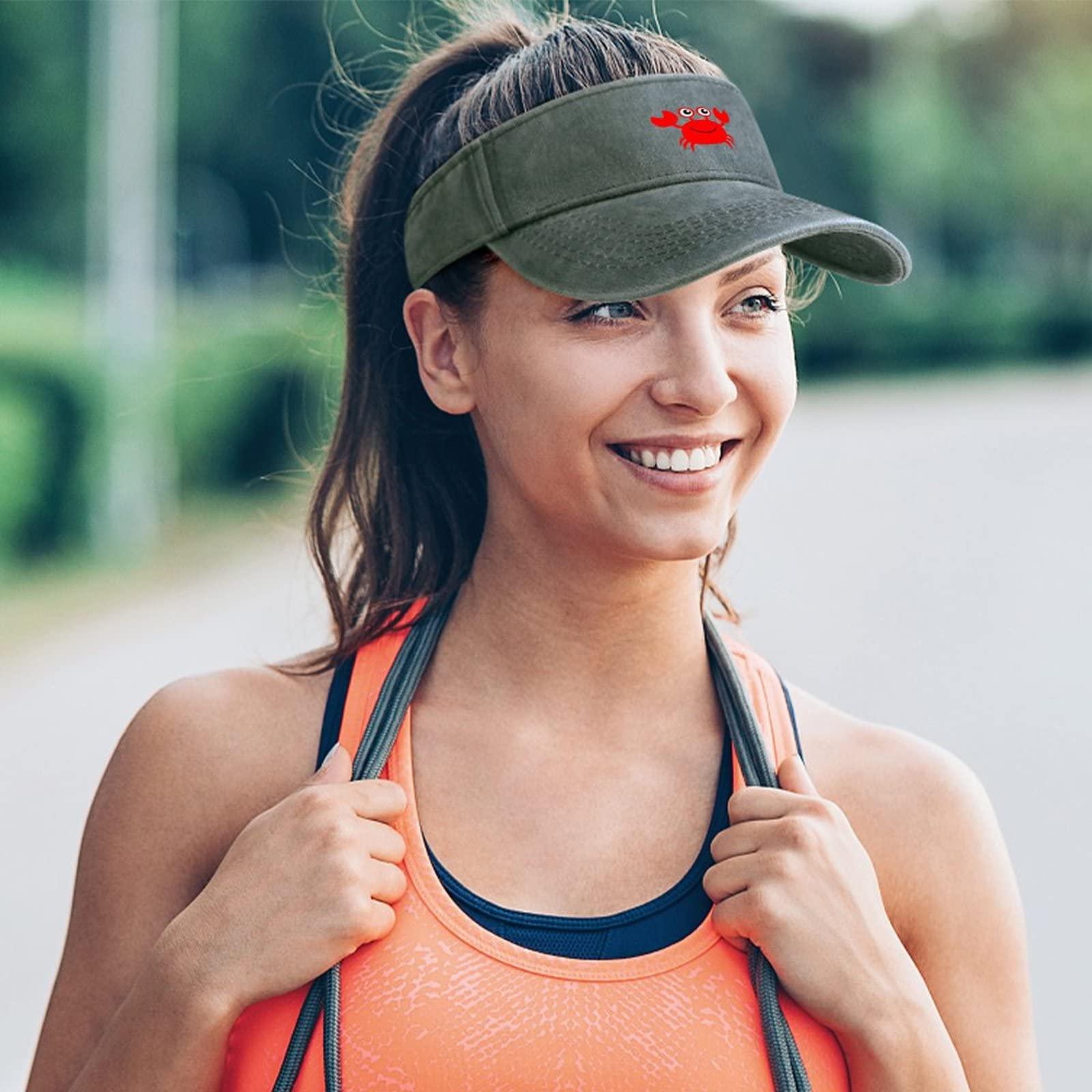 WEEDKEYCAT WEEDKEYCAT Cute Crab Unisex Sunscreen Baseball Cap Empty Top Sun Visor Hats for Summer Outdoor Sports Army Green-Style