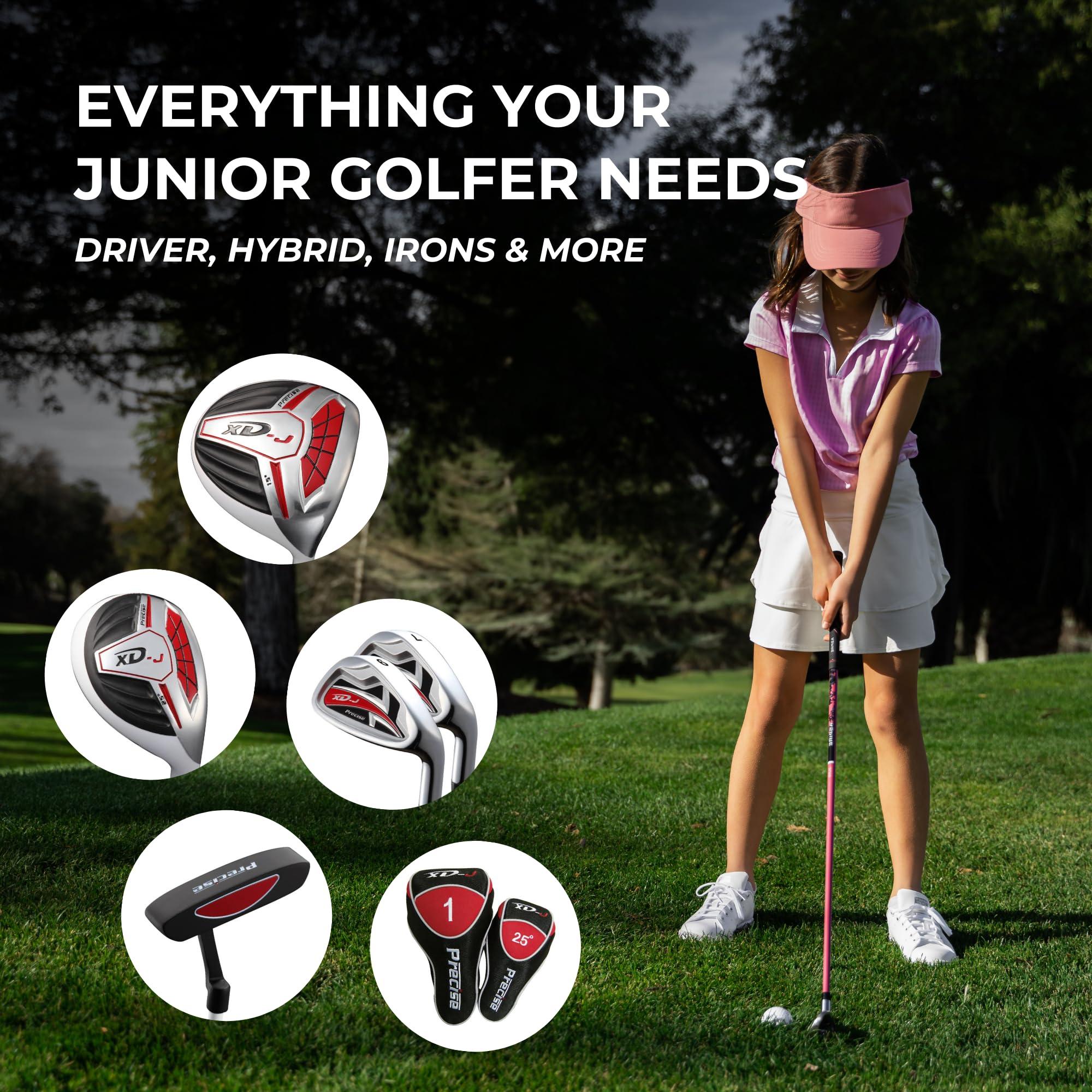 Precise Precise XD-J Junior Complete Golf Club Set for Children Kids - 3 Age Groups Boys & Girls - Right Hand & Left Hand! (Pink Ages 9-12, Left Hand)
