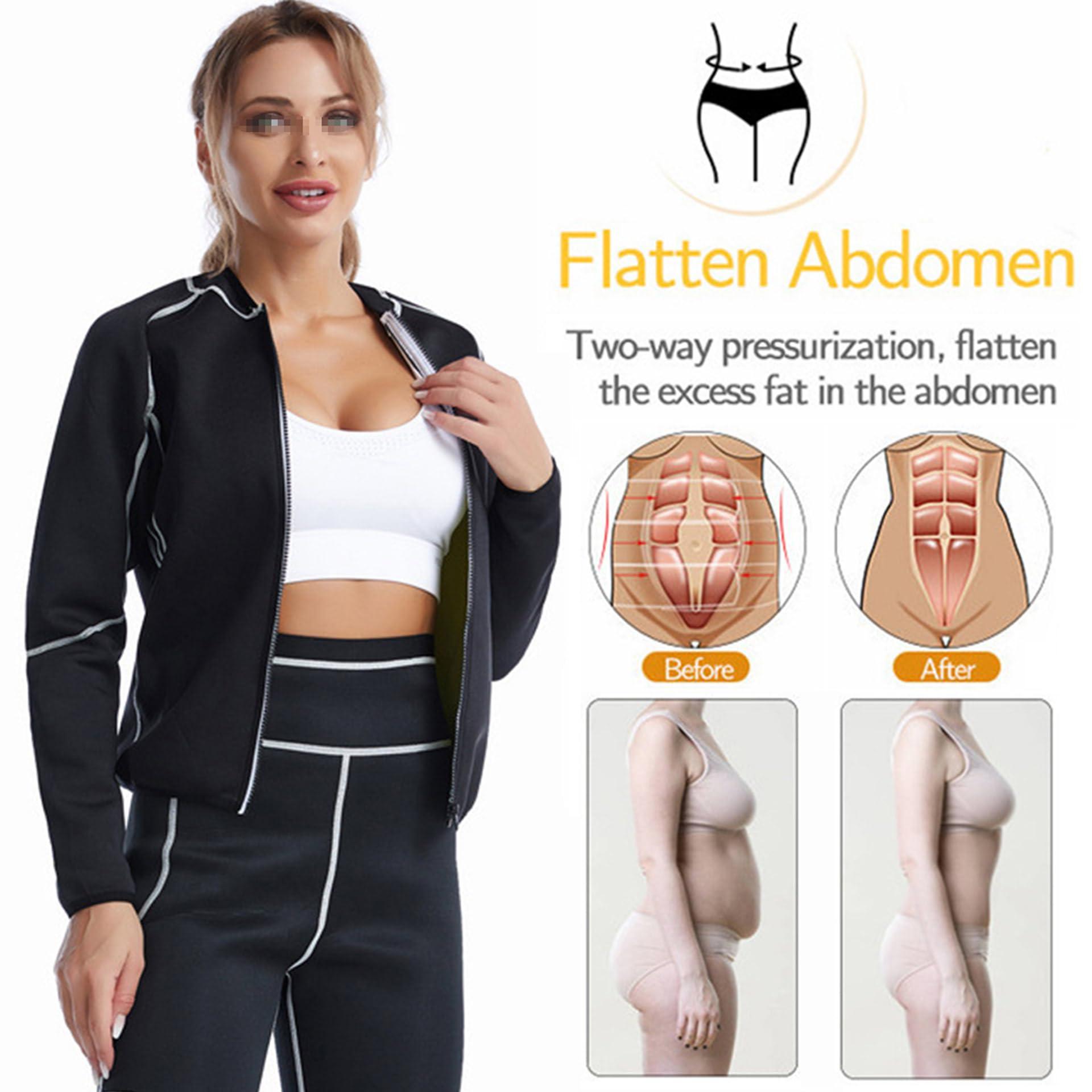 Vuirrm Vuirrm Sauna Shirt for Women, Women's Workout Top Long Sleeve Burn Fat Tummy Control Neoprene Corset Sweat Slimming Body Shaper,S,Black