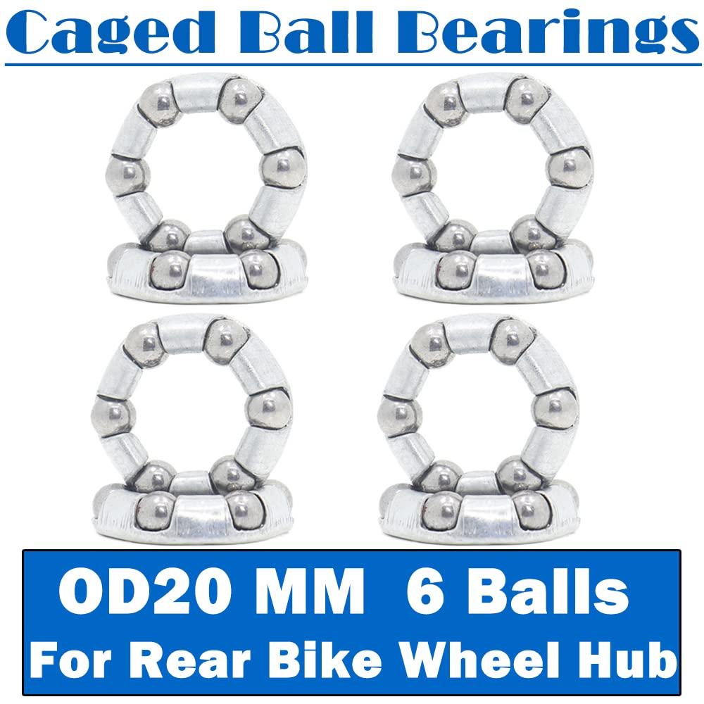 KOVNOVI KOVNOVI Caged Ball Bearings OD 20mm 8PCS Rear Bike Wheel Hub Headset Crankshaft Pivot Retainer Oversize 6 Balls Bearing 20mm Accessories