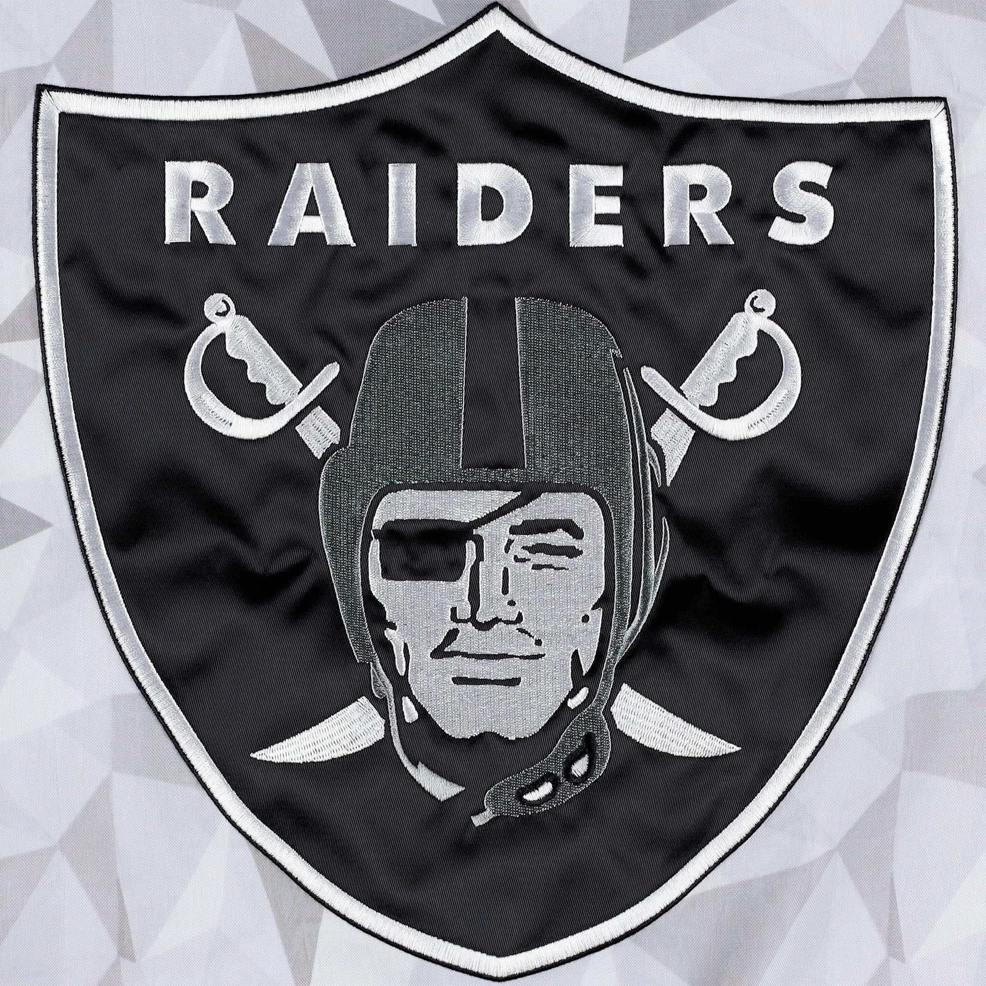 Starter Starter Men\'s White/Black Las Vegas Raiders Thursday Night Gridiron Raglan Half-Zip Hooded Jacket