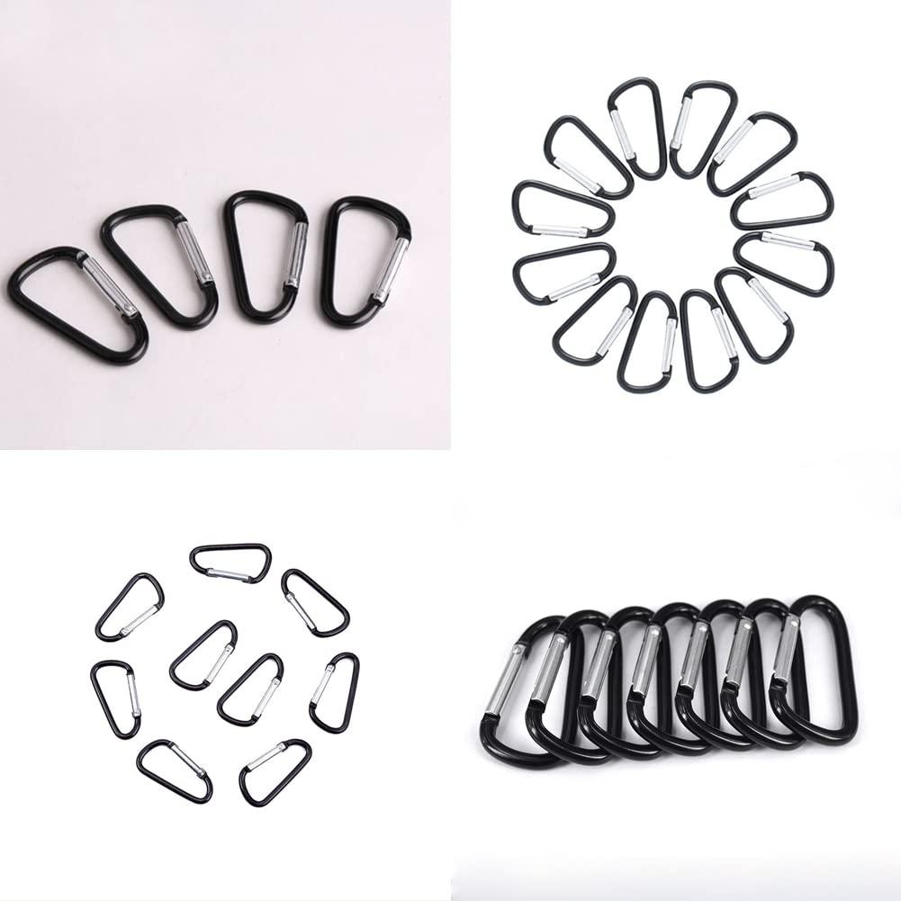 Magik Magik 20-40 Pc D Shape Aluminum Carabiner Clips Spring Camping Snap Hook Keychain (20 Pack)