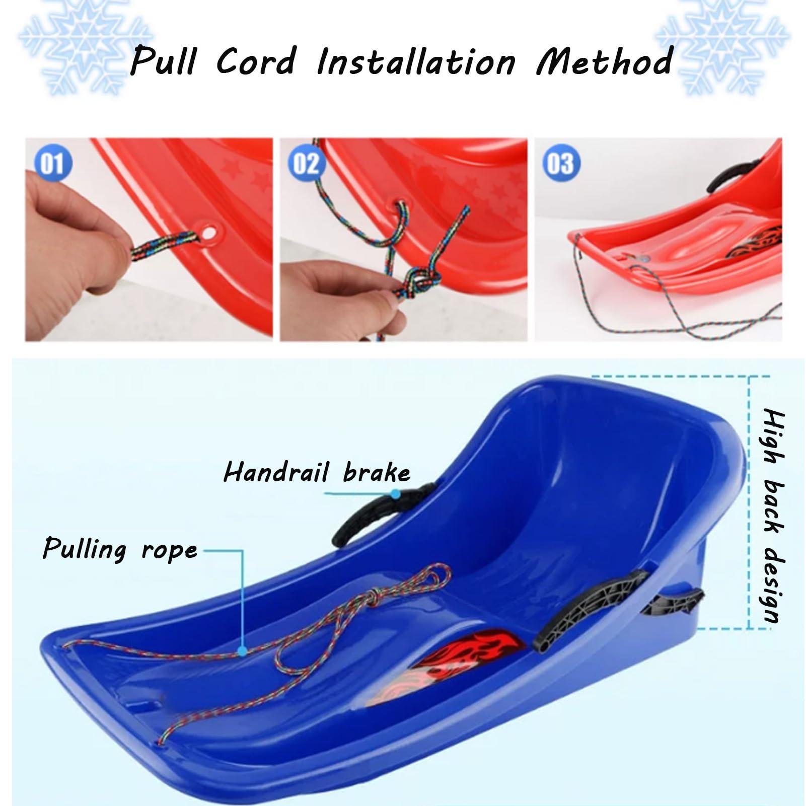 TUOYIBO Two-Handle Children's Sledges, Two-Person Padded Sledges, Frost-Resistant and Wear-Resistant Sledges, Sledges with Backrests