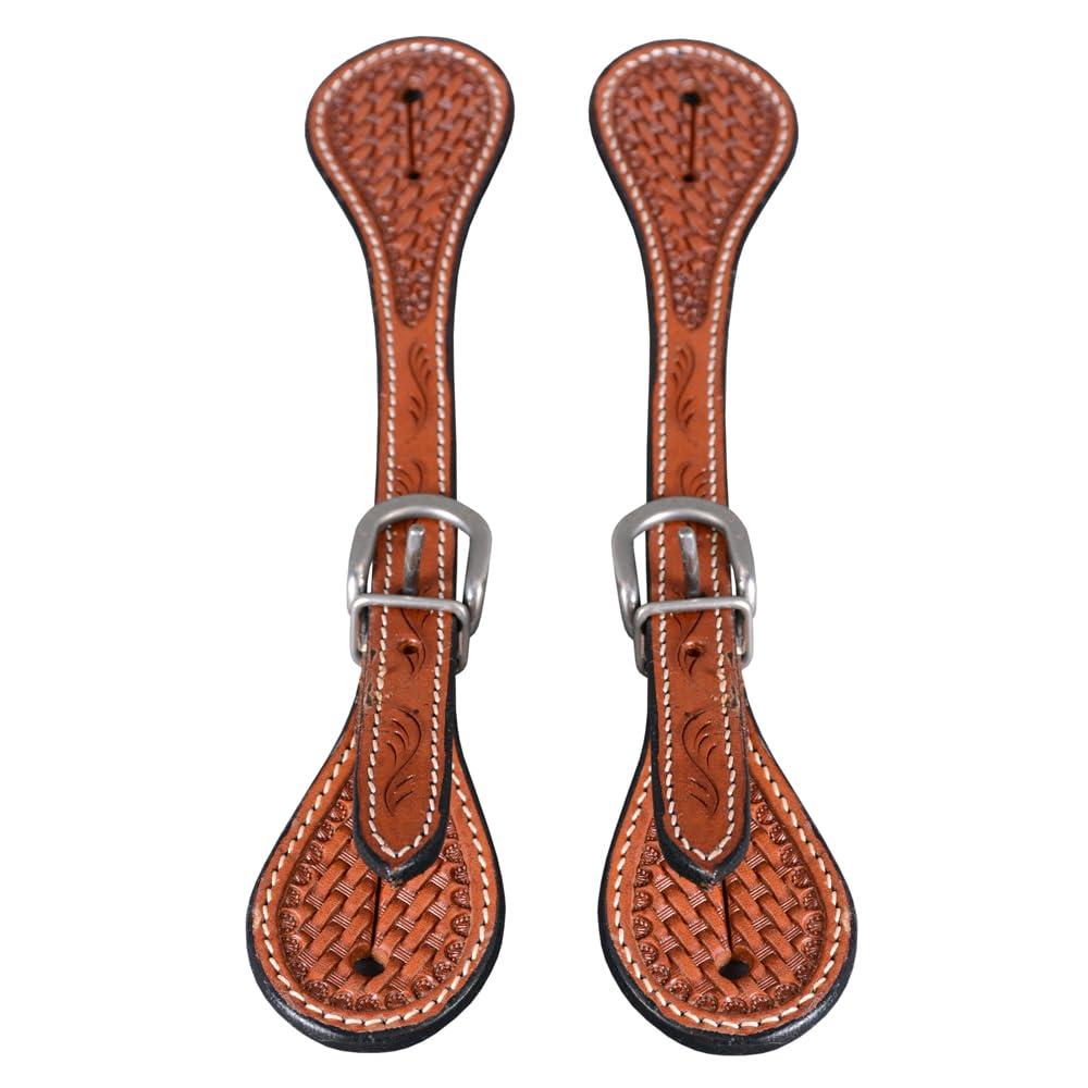 BAR H EQUINE BAR H EQUINE American Leather Spurs Straps for Adults Western Womens Spur Horse Riding Barrel Racing Show and Rodeo Strap