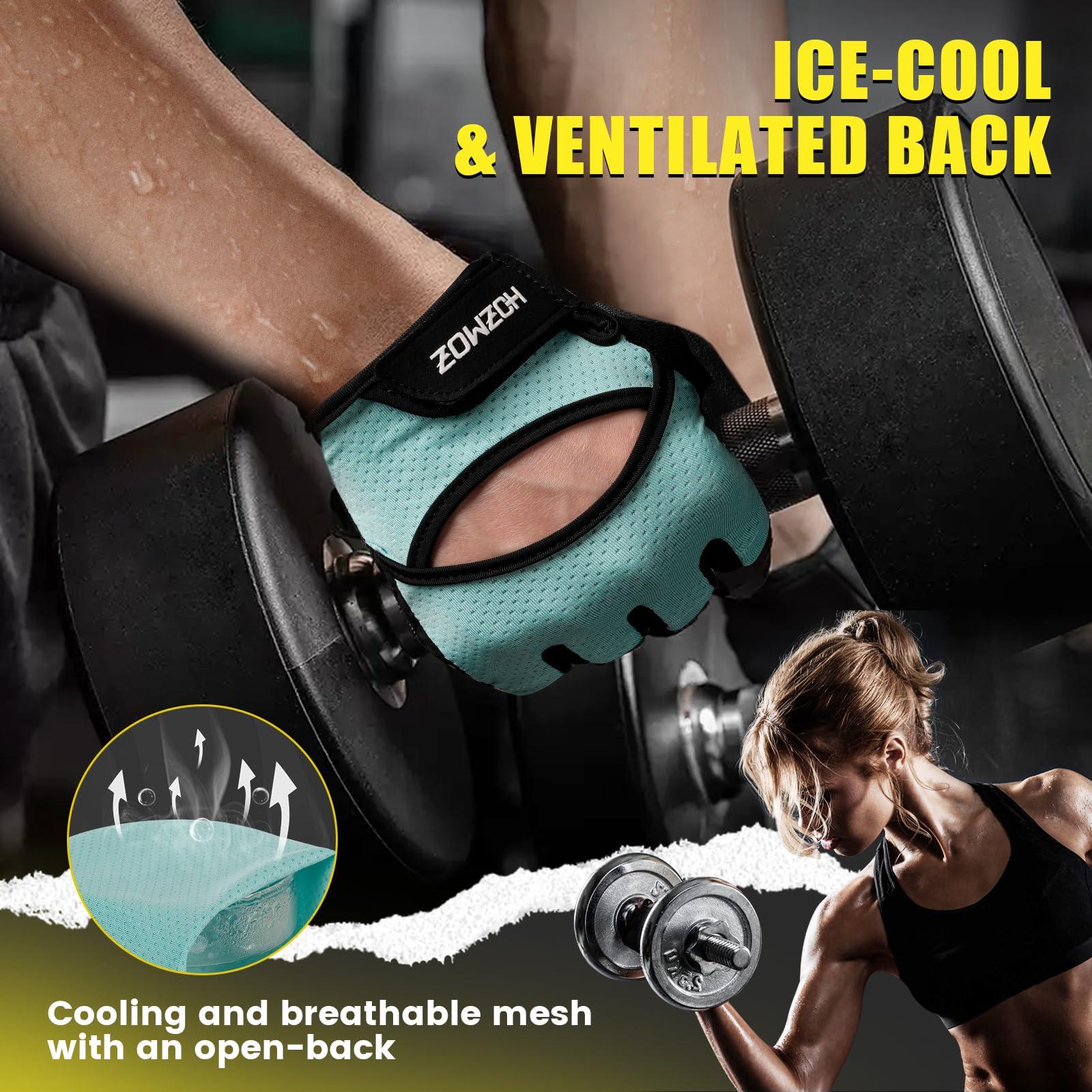 HOZMOZ HOZMOZ Ventilated Weight Lifting Gloves, Thick Padded Gym Gloves with Full Palm Protection & Grip & Shock Absorption for Women & Men
