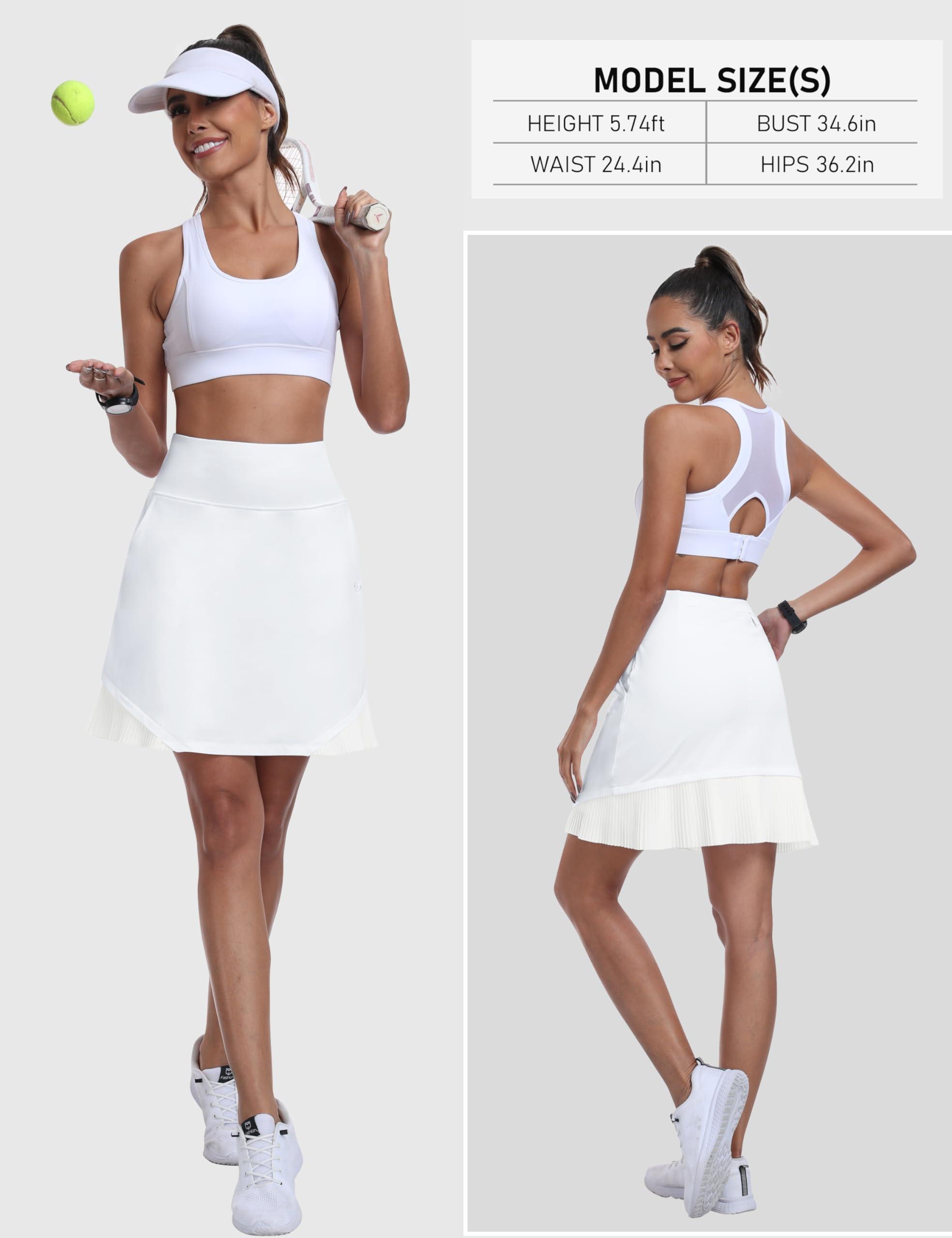 MoFiz MoFiz Tennis Skorts for Women Golf Skirts Knee Length Pleated Athletic Skorts Long 20 Inch Summer Workout High Waisted Skort with Pockets White, XL