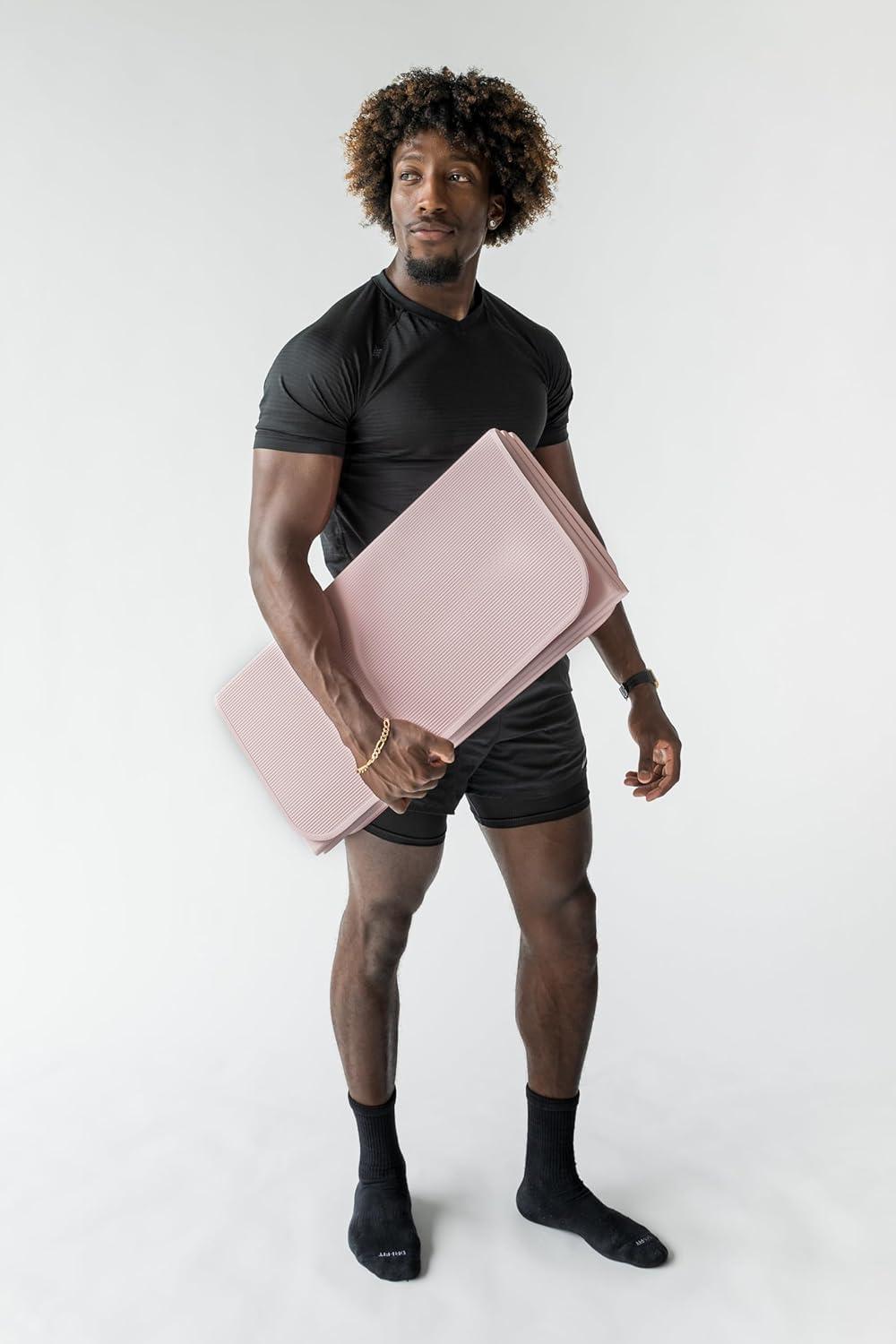 Stakt Stakt Foldable Multi-Purpose Fitness & Yoga Mat with Patented Design, Workout Mat with Non-Slip Surface, Portable & Lightweight, For Studio or Home Use, As Seen on Shark Tank (Rosewater)