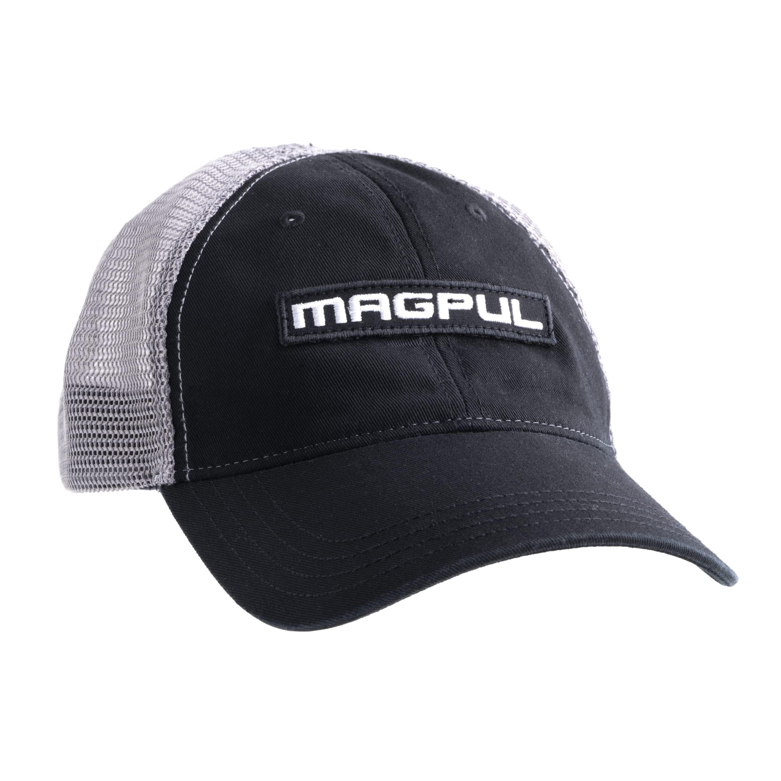 Magpul Magpul Standard Trucker Hat Snap Back Baseball Cap, One Size Fits Most, Wordmark Garment Washed Black/Charcoal