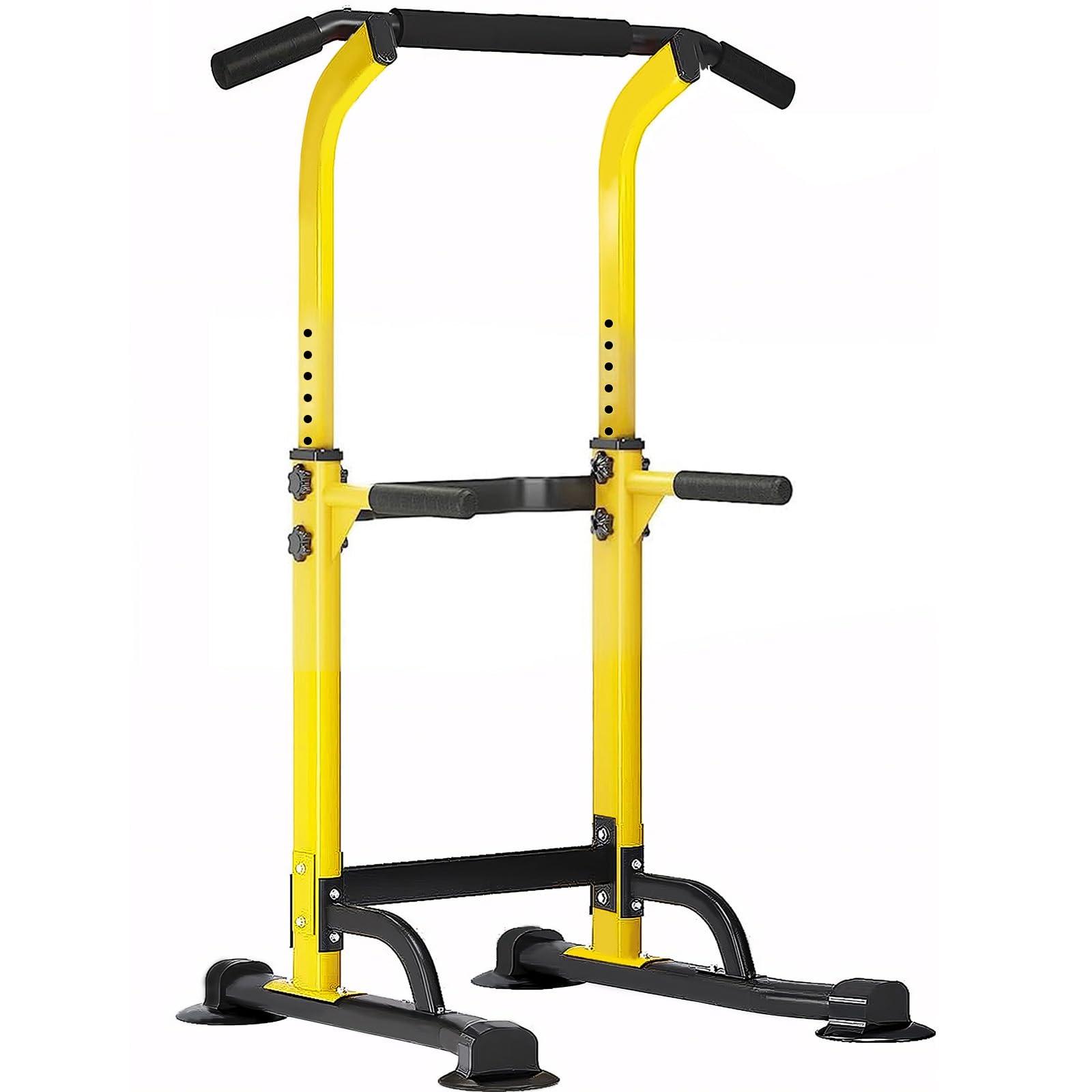 SogesPower SogesPower Power Tower Dip Station Pull Up Bar for Home Gym Adjustable Height Strength Training Workout Equipment,Yellow