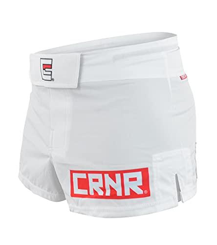 Combat Corner Combat Corner BOSS Fight Shorts BJJ MMA Muay Thai Kickboxing Quick Dry Athletic Fight Shorts for Men and Women White