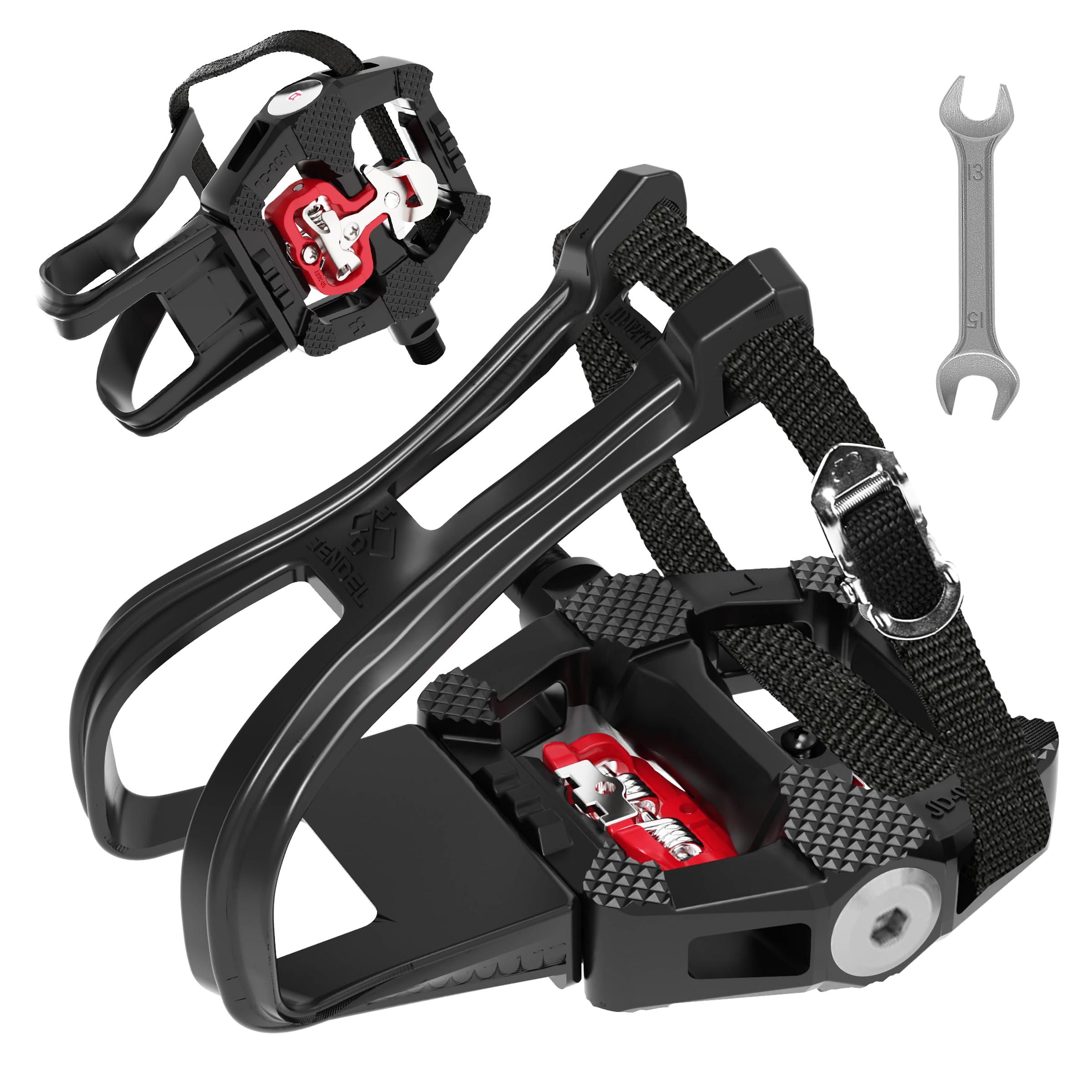 FitHeart Joy FitHeart Joy SPD Bike Pedals Delta Compatible 9/16'' with Toe Cages, Mountain Bike Peloton Pedals for Regular Shoes & Clipless Shoes, Bicycle Pedals Convert Look Delta Pedals to Dual Function Pedals