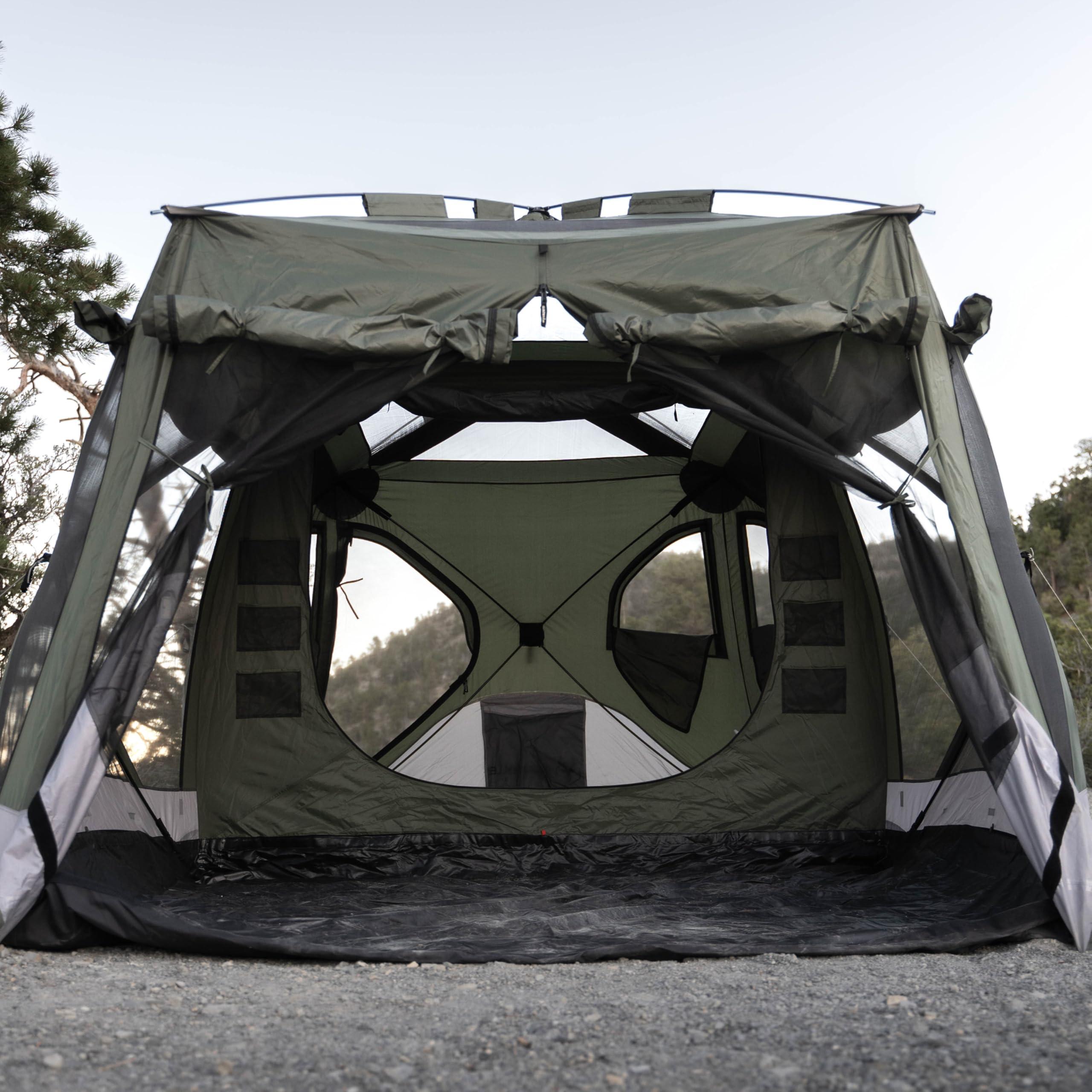 Gazelle Tents Gazelle Tents, T4 Tandem Hub Tent, Easy 90 Second Set-Up, Waterproof, UV Resistant, Convertible Screen Room, Removable Floor, 4-8 Person, Alpine Green, 78" x 94" x 165", GT450GR