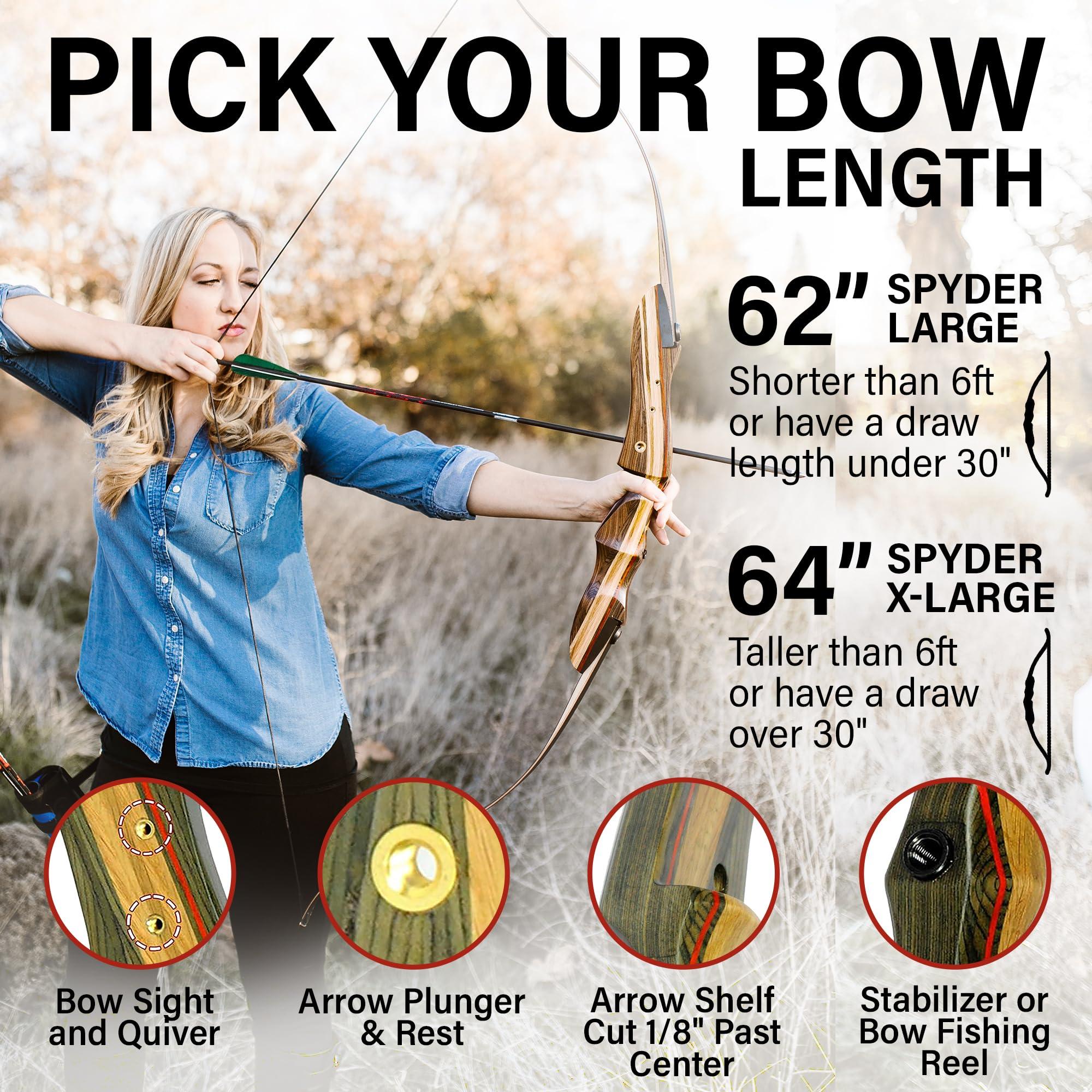 Southwest Archery Southwest Archery Spyder Takedown Recurve Bow - Hunting & Target Bow - Fast, Accurate, Versatile - Handcrafted Riser - Fiber Glass Maple Limbs - XL 64\" Right Hand, 40lb with Stringer Tool