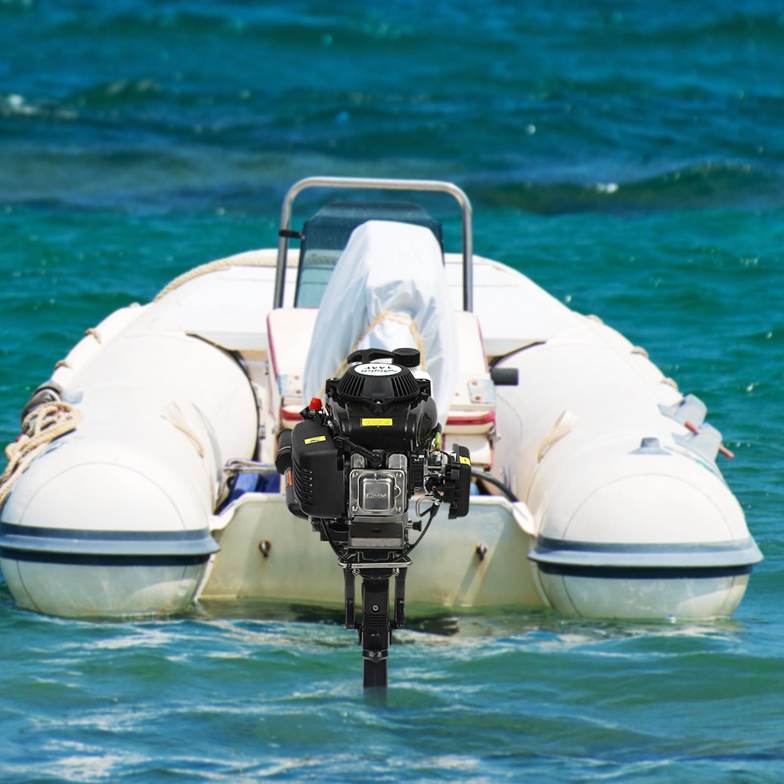 TBVECHI TBVECHI Outboard Motor, 4 Stroke 3 HP Outboard Trolling Motor, Air Cooling Gasoline Heavy Duty Fishing Boat Engine for Fishing Aquaculture Outdoor