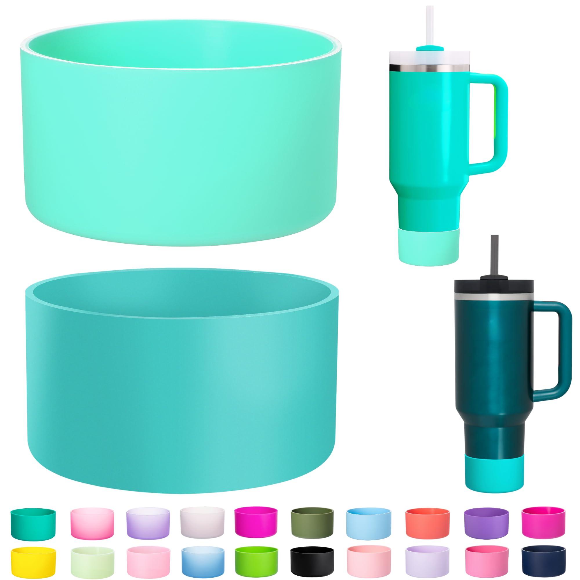 LONPARRY LONPARRY 2-Pack Silicone Boot for Stanley 40 30 oz Quencher Adventure Tumbler, Stanley IceFlow 30/20 oz, Stanley Cup Protector Accessories Anti-Slip Sleeve Turquoise+Lake Green