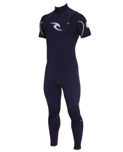 Rip Curl RIP CURL Men\'s E-Bomb Chest Zip Short Sleeve Full 2/2 Wetsuit (Black/Black/White, Large/Tall)
