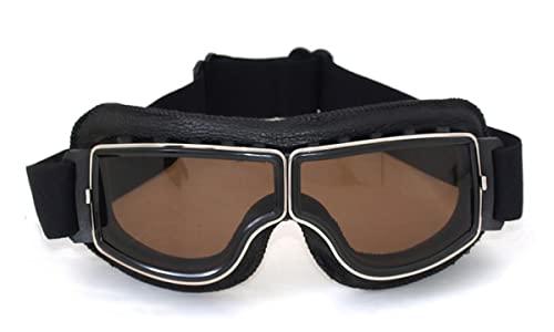 CRG Sports CRG Sports Motorcycle Goggles Vintage Aviator Pilot Style Leather Cruiser Scooter Motocross Goggles for Men, Women,Adults