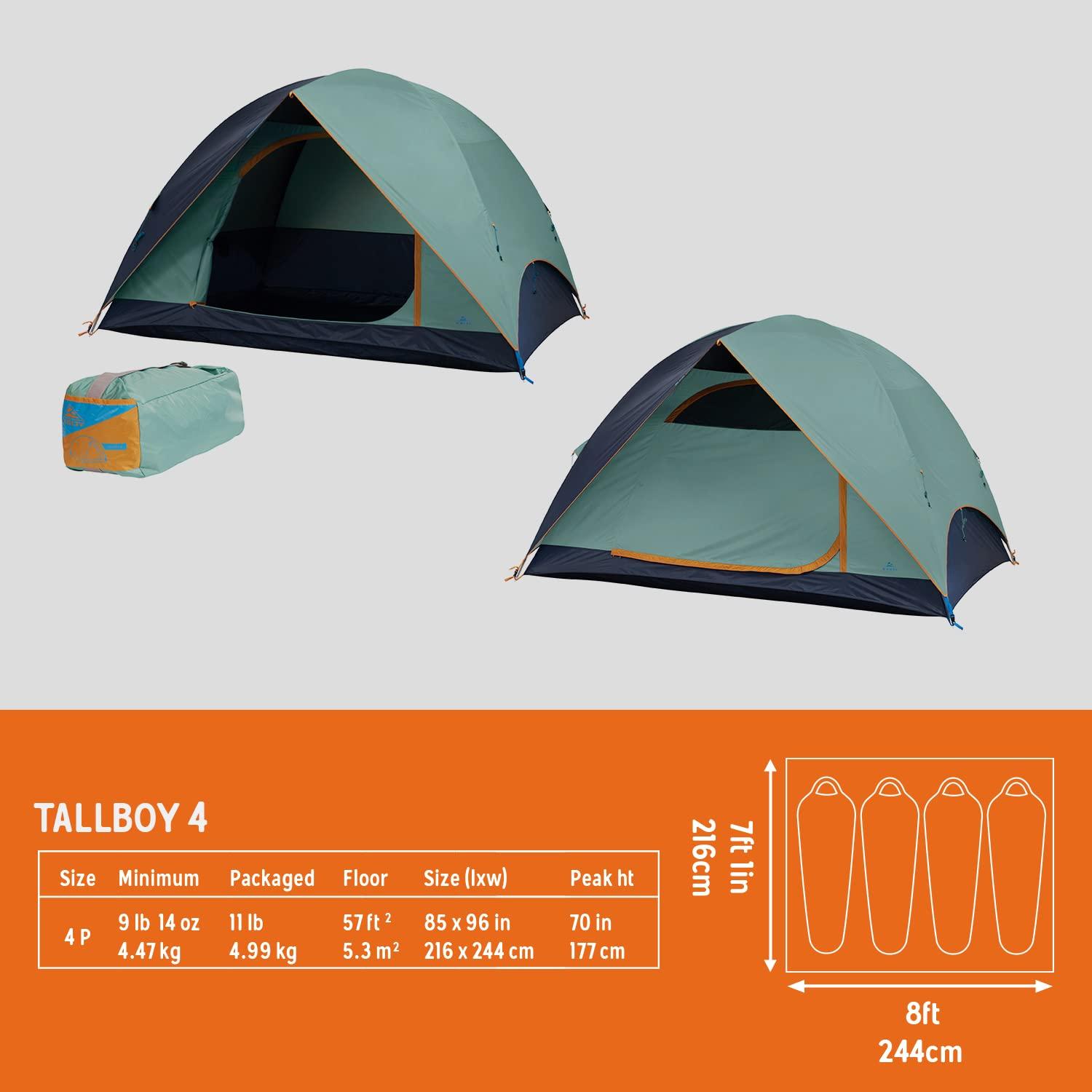 Kelty Kelty TALLBOY Family + Car Camping Tent, 4 or 6 Person Freestanding Overnight Shelter, Large Capacity, Tall Height, Stuff Sack Included