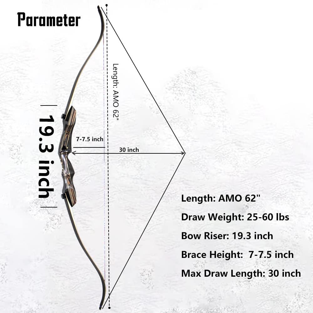 TACHYON ARCHERY TACHYON ARCHERY Recurve Bow for Adults and BeginnersArchery Bow Takedown Wooden Bow for Hunting and Target Shooting (Right Hand,40 lbs)