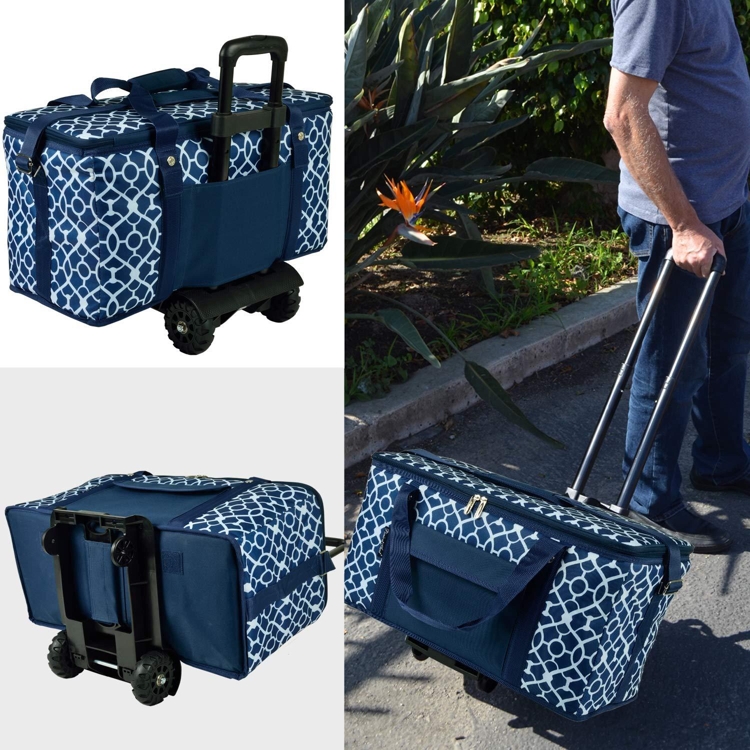 Picnic at Ascot Picnic at Ascot Travel Cooler with Wheels- 64 Can Capacity- Collapsible Leakproof Cooler- Designed & Quality Approved in the USA