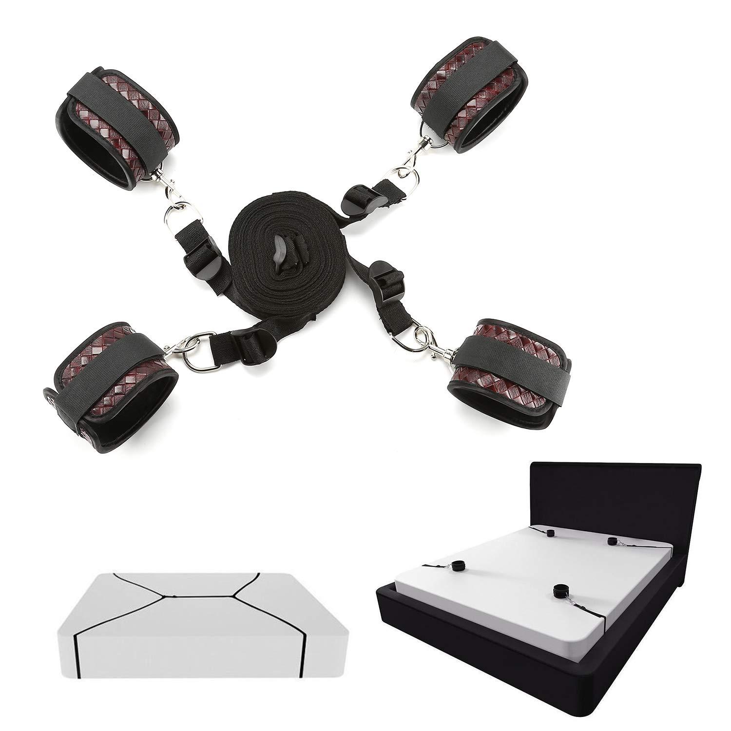 EXREIZST EXREIZST Black Expandable Spreader Bar with 4 Brown Adjustable Leather Straps Set Sports Aid Training Kit (Black and Brown)