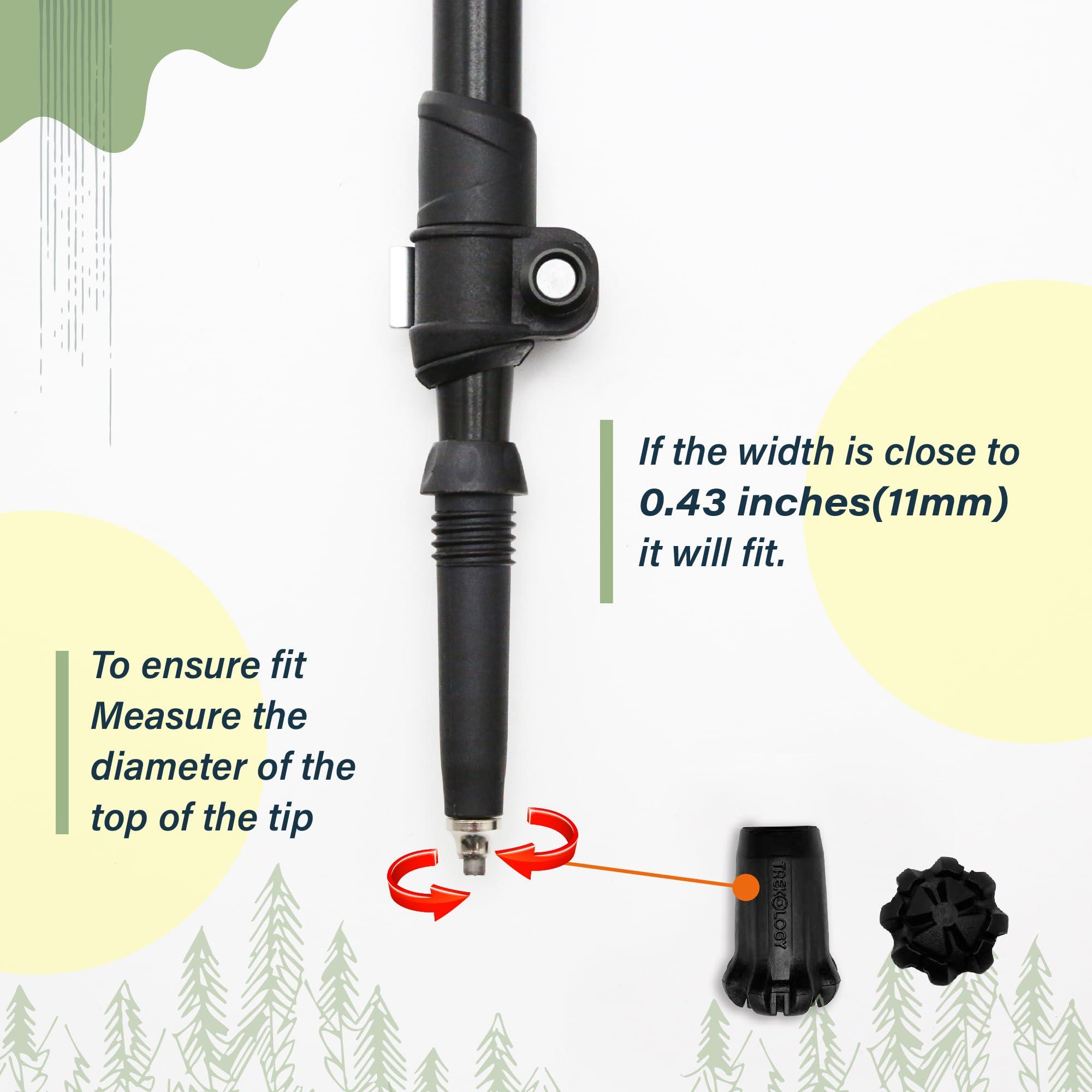TREKOLOGY TREKOLOGY Black Trekking Pole Tips Replacement (New 6pc Pack)
