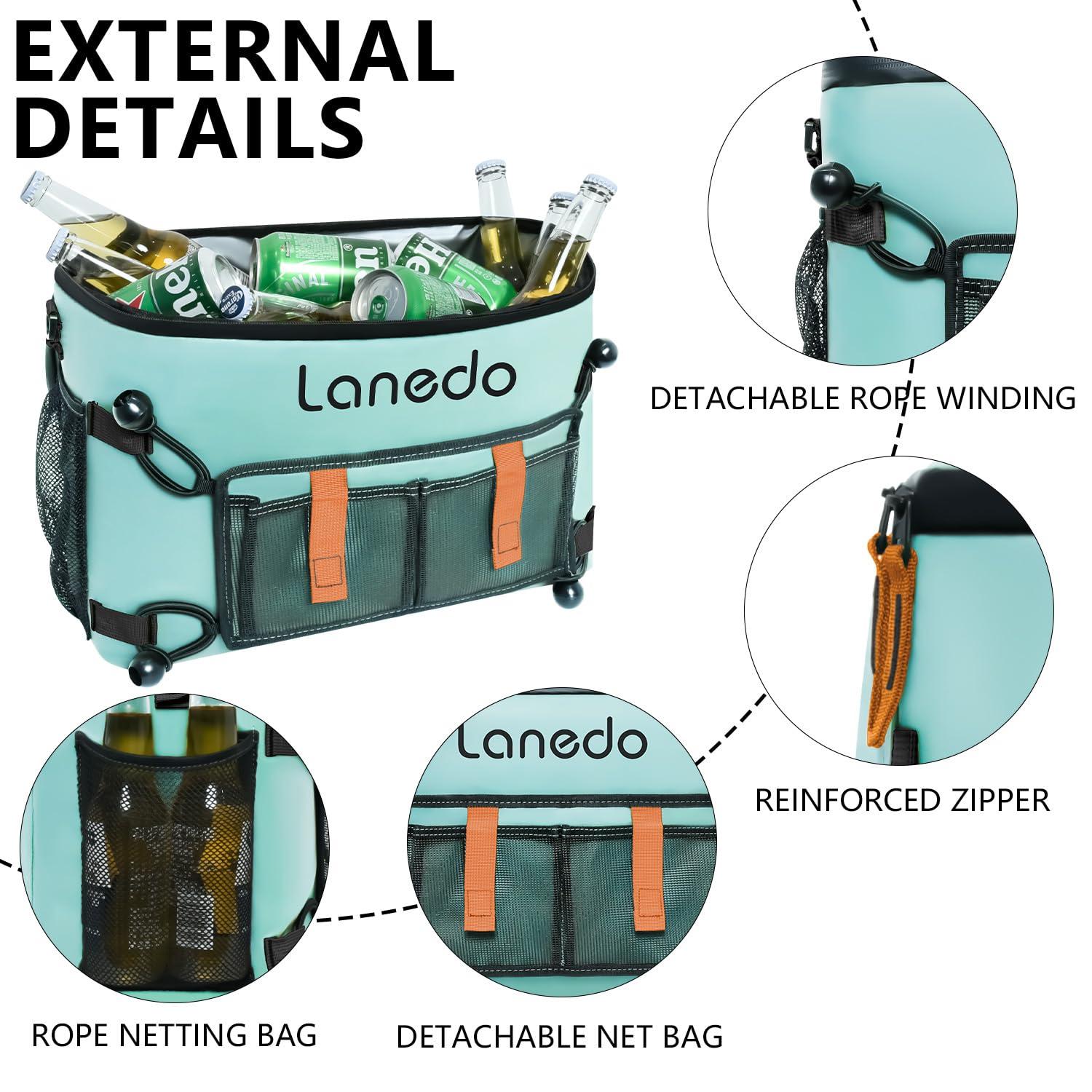 Lanedo Lanedo Deep Freeze Cooler Soft Sided Cooler Bag, 34 Can Collapsible Insulated Ice Chest, Large Leakproof Camping & Travel Cooler for Kayaking & Beach