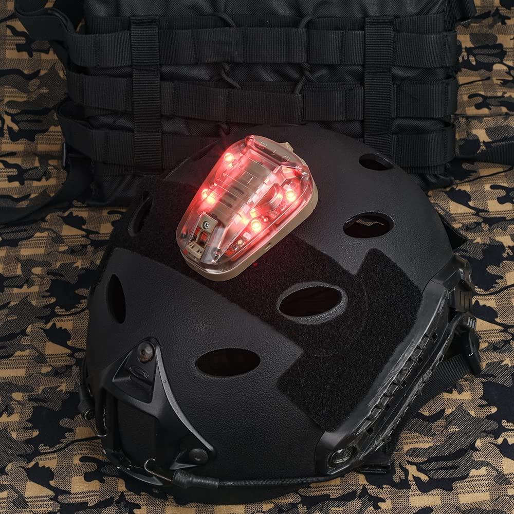 NOBUHIRO Tactical Signal Light Optional 4 Modes with Visible LED + IR Constant-on/Strobe, Waterproof Ladybird Lamp Helmet Light Military Survival Identification Light for Outdoor Sports (WD03001-DE-RED)