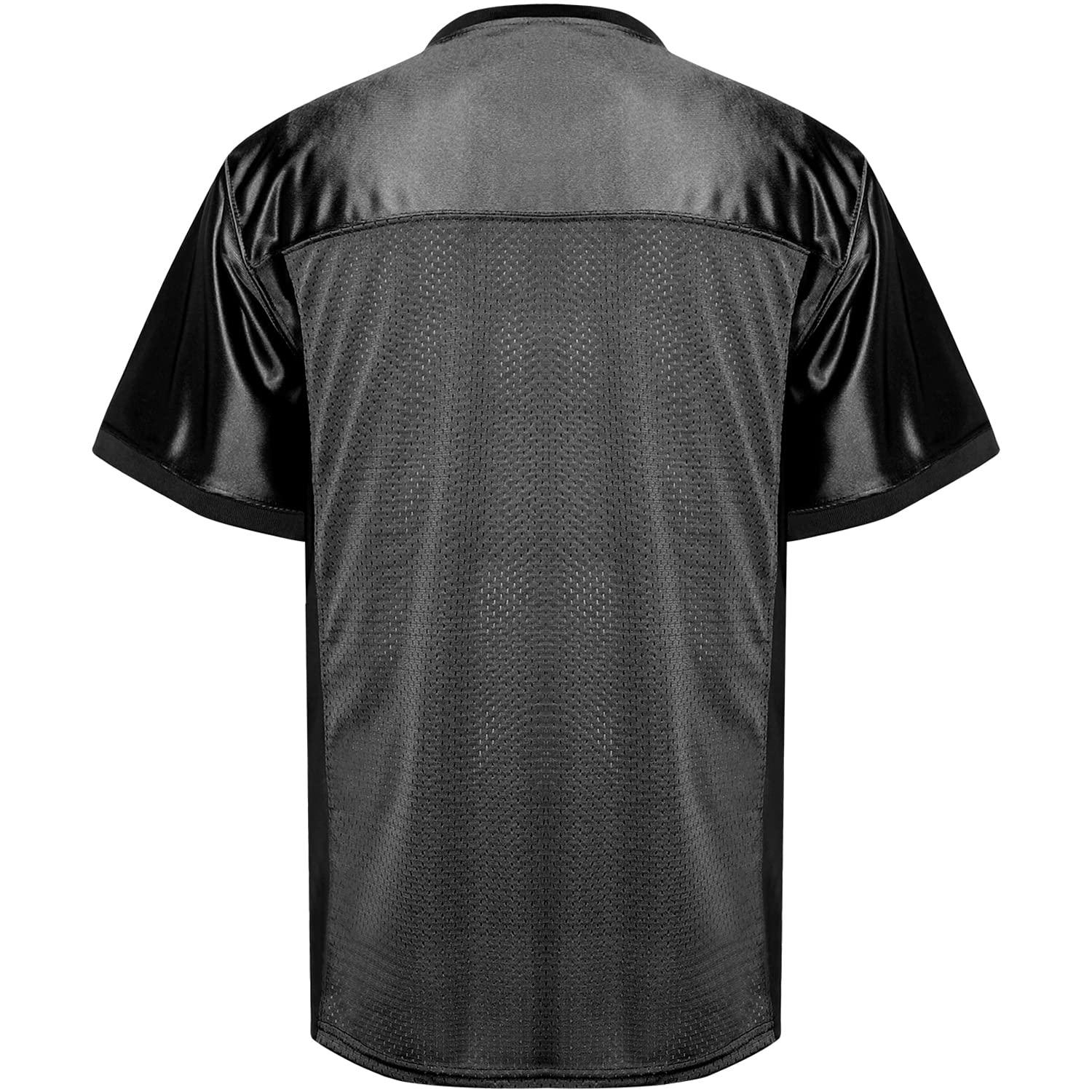 MESOSPERO MESOSPERO Blank Practice Football Jersey Mesh Athletic Sports Football T-Shirt Black White Red (Black, Large)