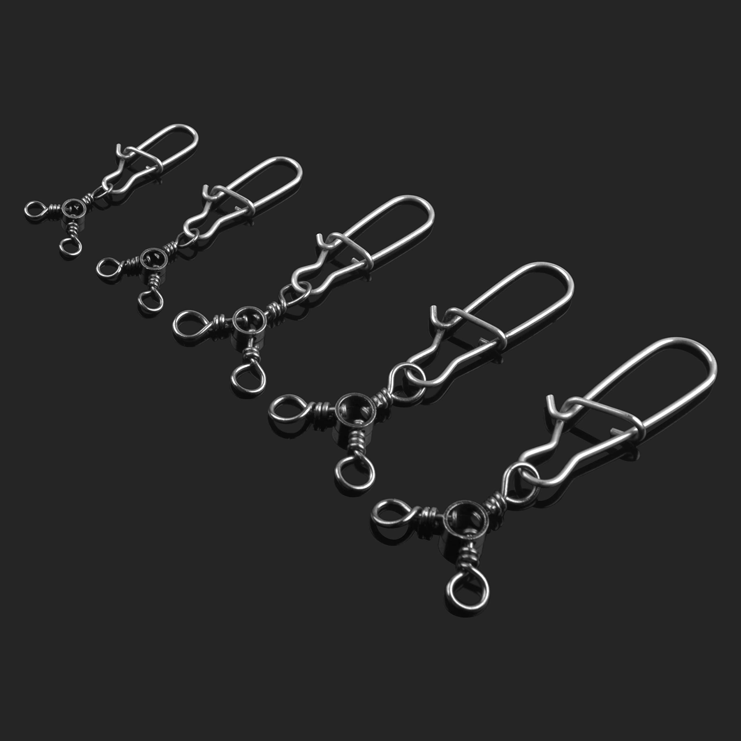 SILANON SILANON Fishing 3 Way Swivel Snaps Stainless Steel Cross Line Duo Lock Snap Swivels Saltwater Barrel Triple Swivels Fishing Tackle Connector for Catfish Trolling Surf Rig 26-83LB