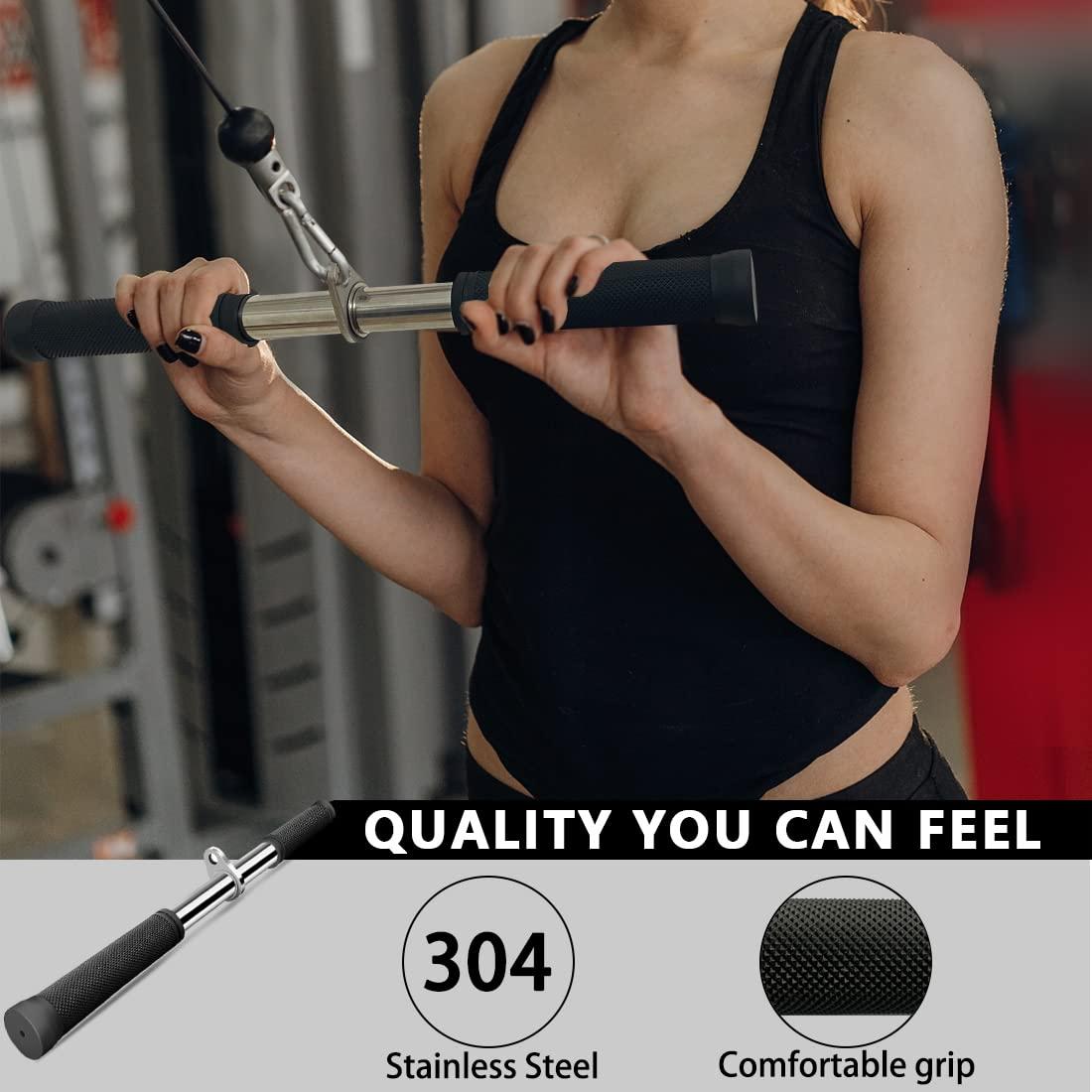QPARVERS QPARVERS Cable Attachments for Gym lat pulldown attachments cable machine accessories, Straight Pull Down Bar, V-Shaped Press Down Bar, Tricep Rope, Row Handle