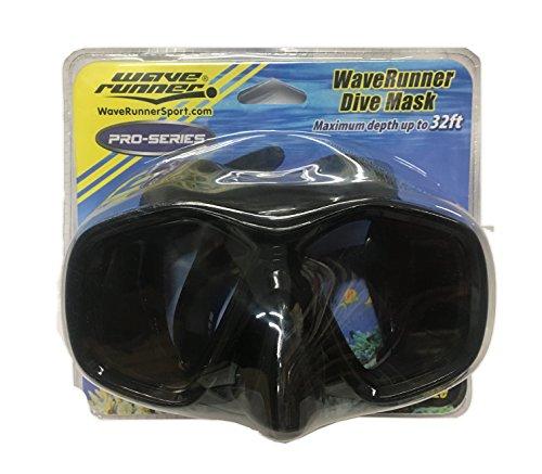 Wave Runner Wave Runner Snorkel Diving Mask with Adjustable Strap Great for Pools Beach Lake Includes Dry Valve Mask Strap Clip Flex Tube Mouthpiece and Purge Valve The Mask Includes Adjustable Strap (Black)