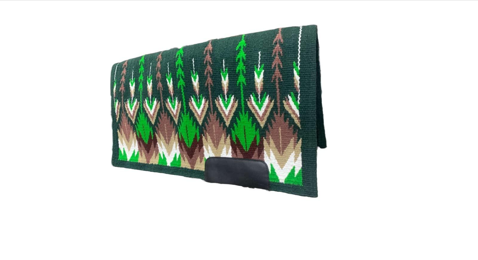 EQUINE OVERSEAS EQUINE OVERSEAS Western Saddle pad Saddle Blanket 100% New-Zealand Wool Ranch pad (34"X38") TIME Green