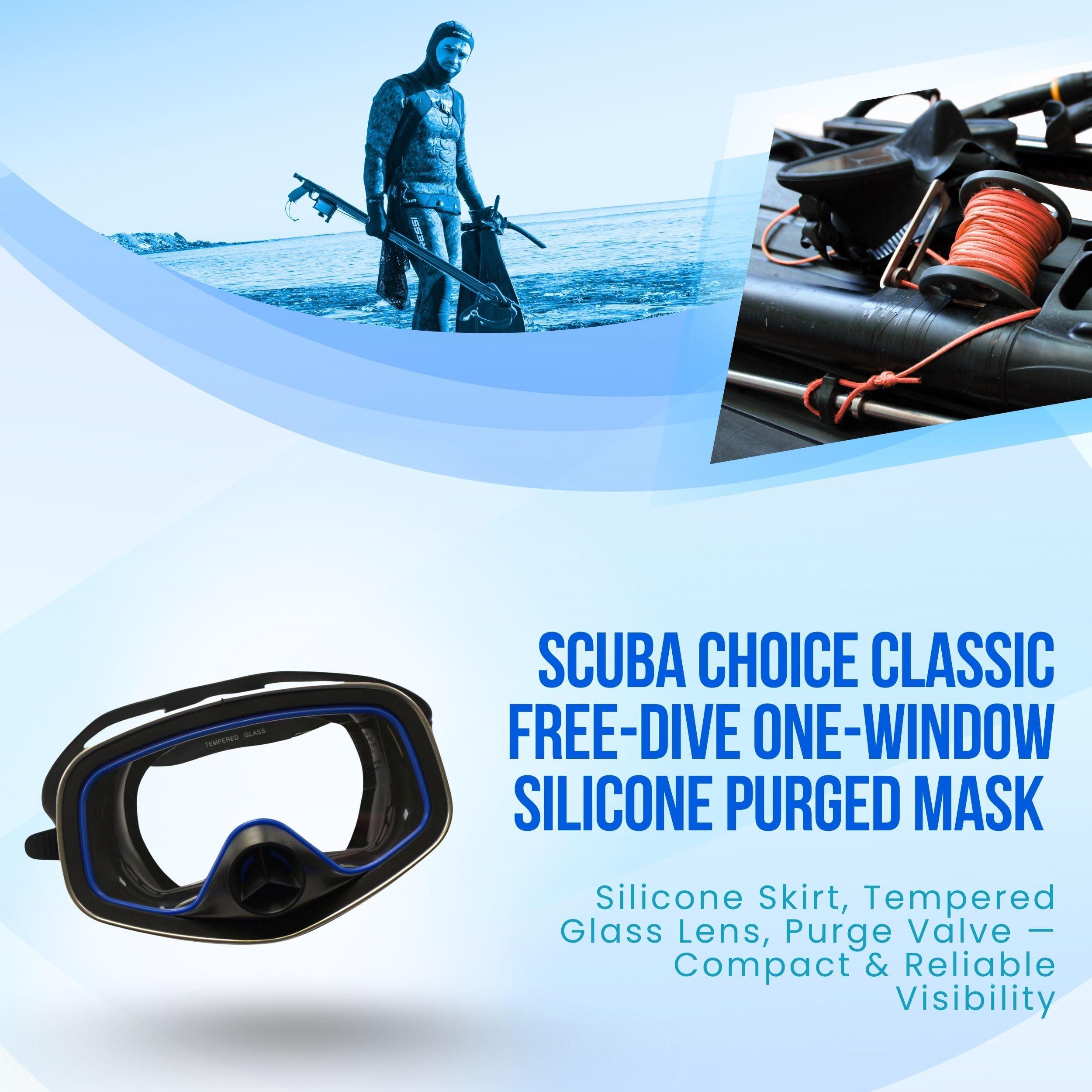 Scuba Choice Scuba Choice Scuba Diving Classic Free Dive One-Window Silicone Purged Mask, Black