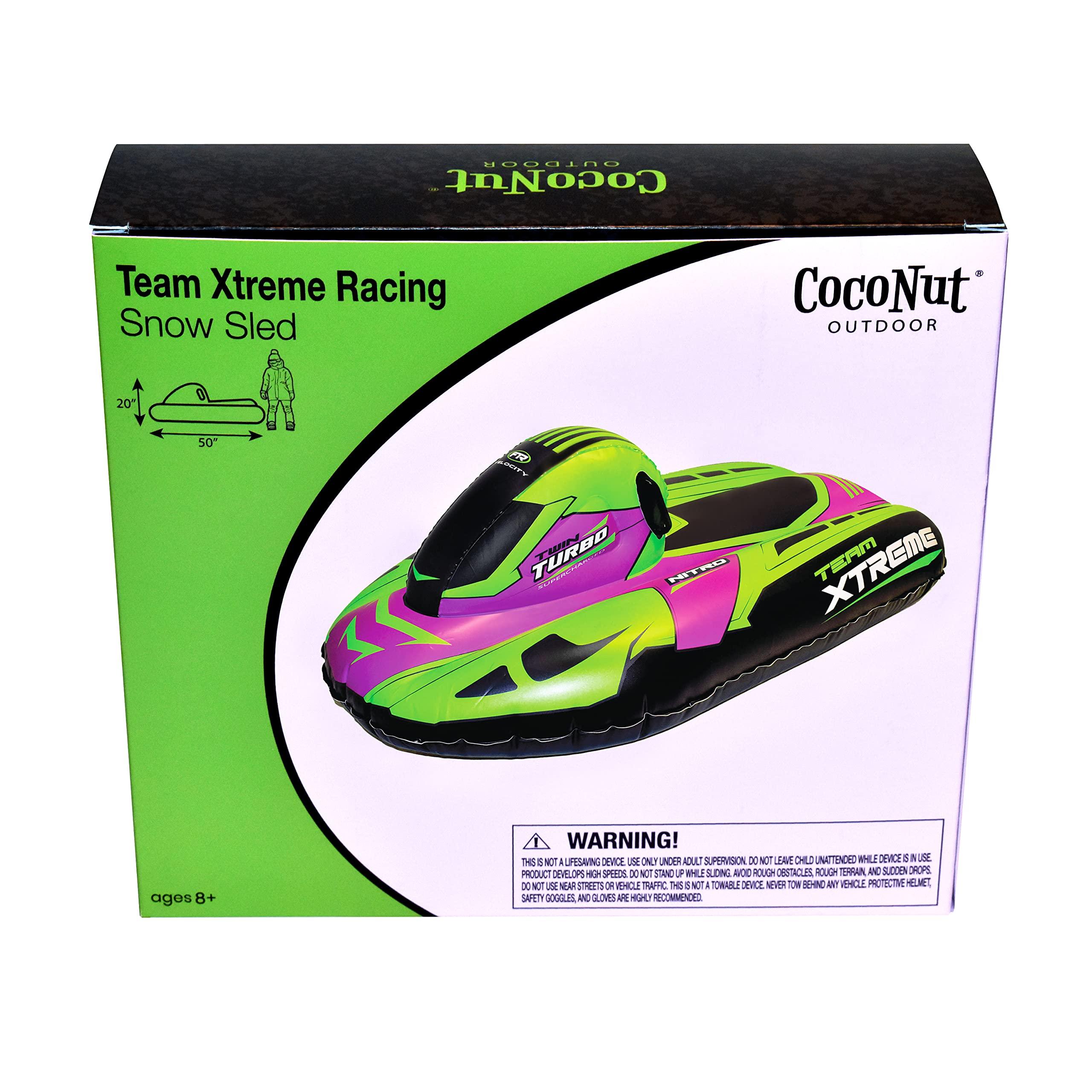 CocoNut Outdoor CocoNut Outdoor- 50 Inflatable Snowmobile Sled- Team Xtreme Racing Heavy Duty Snow Sled with Sturdy Handles for Kids, Teens and Adults-Cold Resistant Toboggan -Lightweight Tube for Boys and Girls