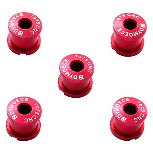 Dymoece Dymoece 7075 Aluminum Alloy Double Chainring Bolts for Road MTB Bicycle M8 Crankset (Red)