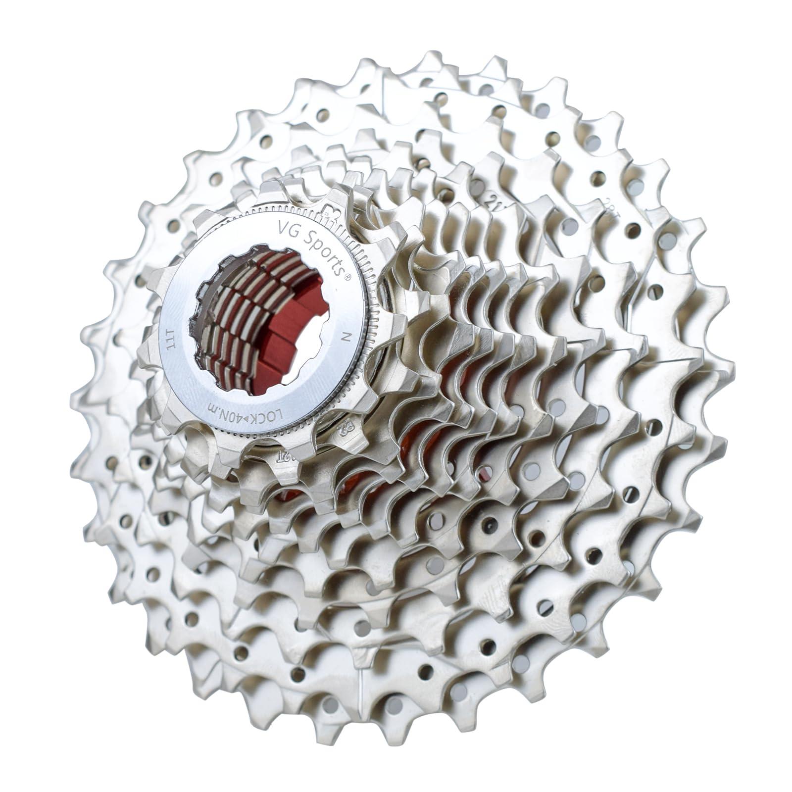 VG SPORTS VG SPORTS 12 Speed 11-30T Road Bike Ultra-Light Cassette Lightweight Aluminum Bracket Bike Cassette (Silver)