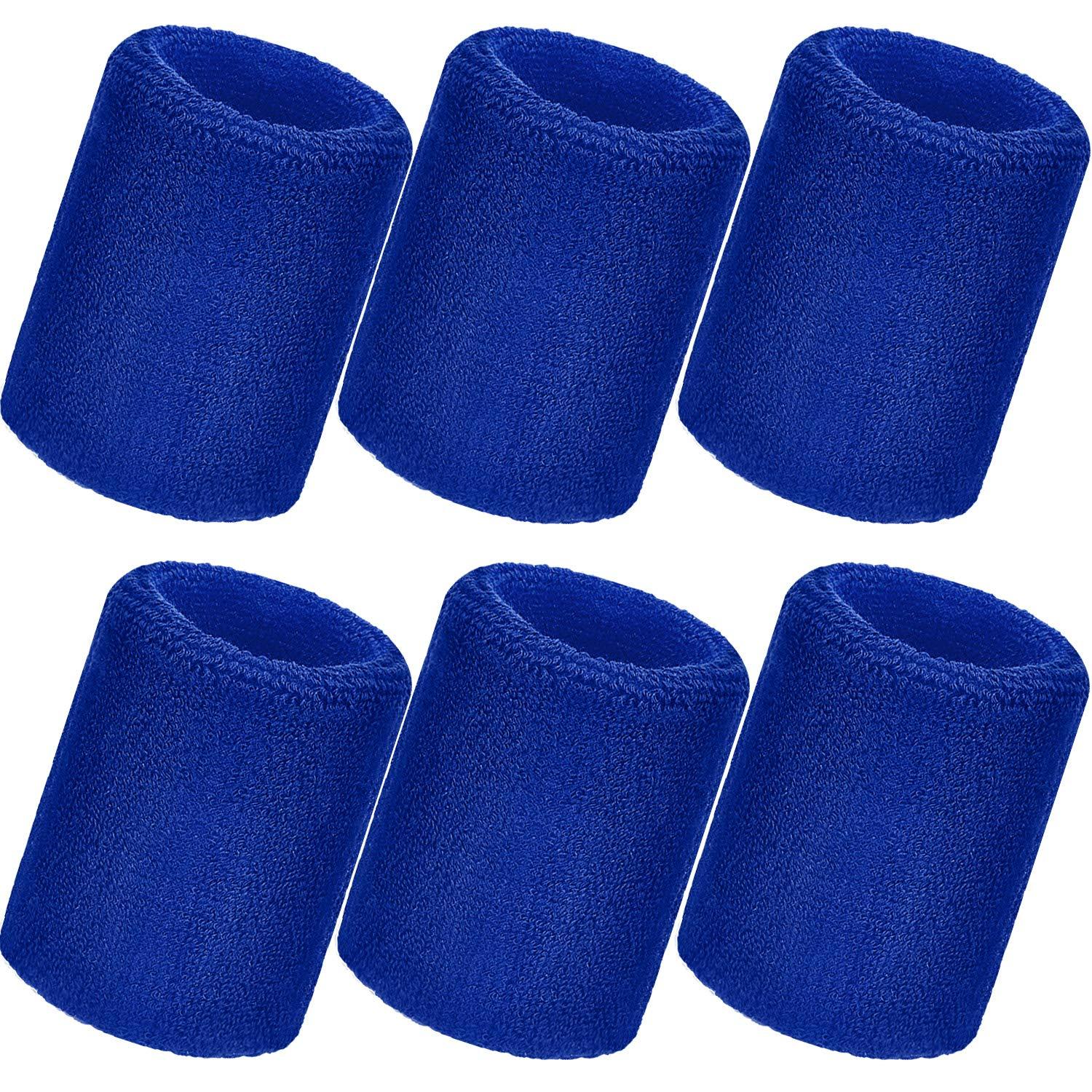 Bememo Bememo 12 Pack Sweatbands Paris Sports Competitions Wristband Cotton Sweat Band for Men and Women, Good for International Sports Party, Tennis, Basketball, Running, Gym(3.15 Inch,Blue)